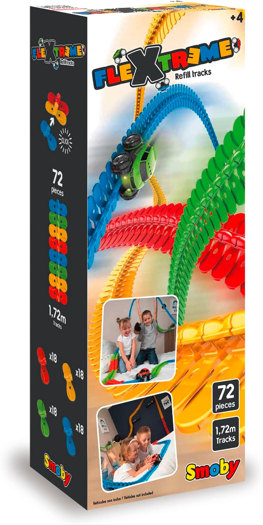 Smoby - FleXtreme - Track Refill - 1.72 m Additional Car Track - 72 Flexible and Adjustable Tracks - 190904