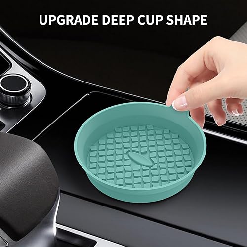 Miniatura 4 de ME.FAN Portavasos para automóvil (paquete de 4) tapetes de silicona para tazas, accesorios interiores universales antideslizantes para empotrar,