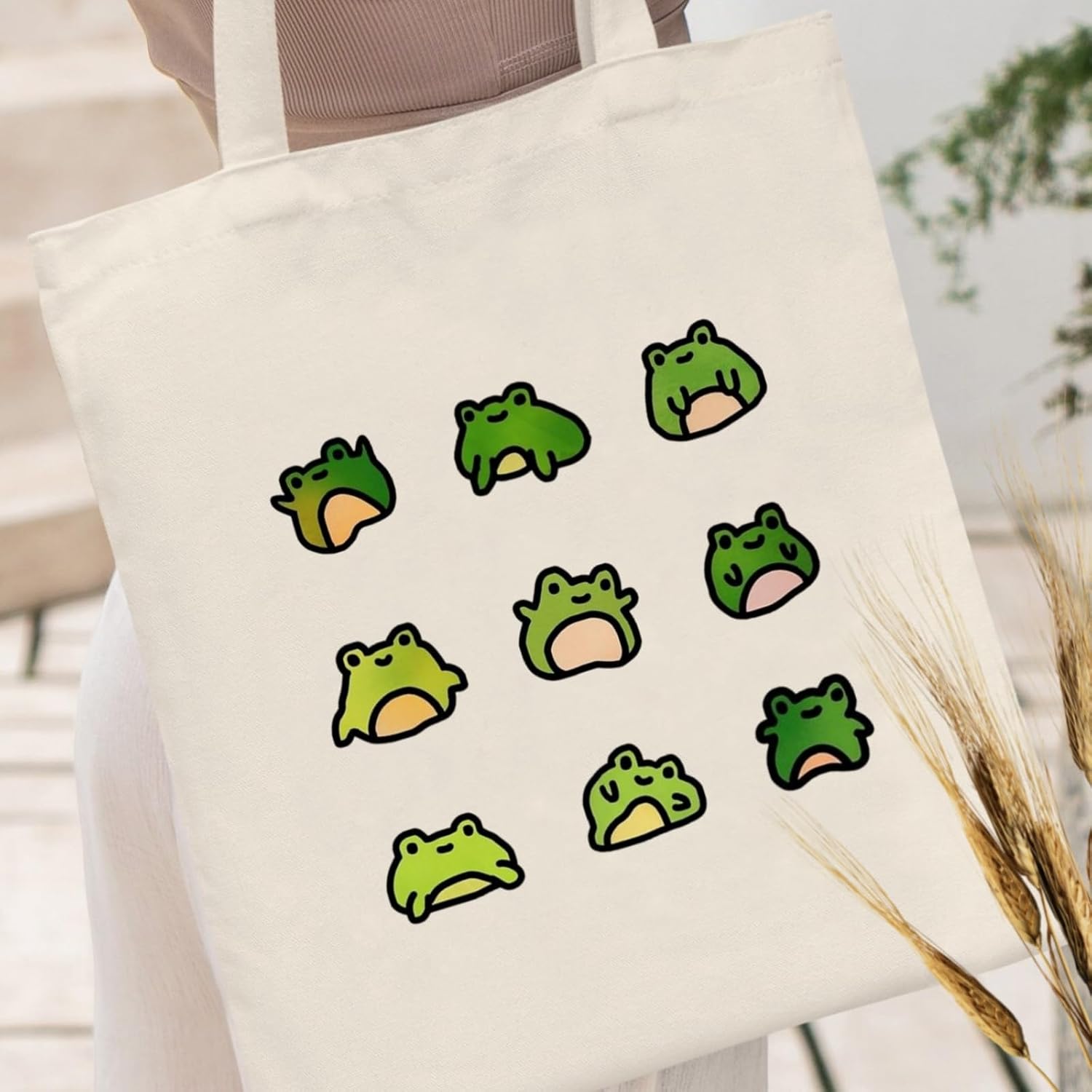 Canvas Aesthetic Tote Bag for Women with Inner Pocket Totes Shoulder Book Bag Shopping Reusable Grocery Bags image 2