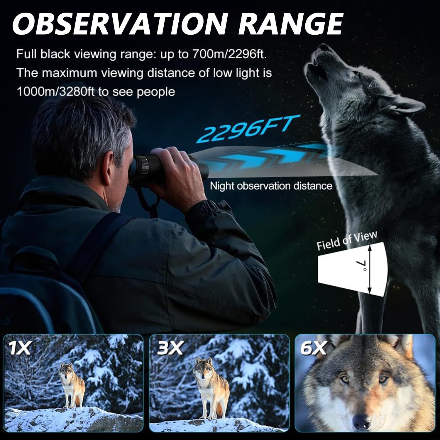 3D VR Binoculares Visión Nocturna con Efecto de Visión 3D Ajuste de Dioptrías de Doble Lente Alcance de Visión de 2297FT Grabación de Vídeo 4K Batería 5000mAh para Adultos Cazar Acampar