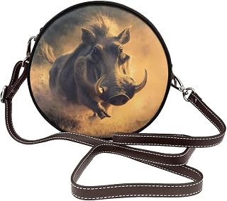 Circle Crossbody Bag for Women - tarantula Print PU Leather Circle Purse for women