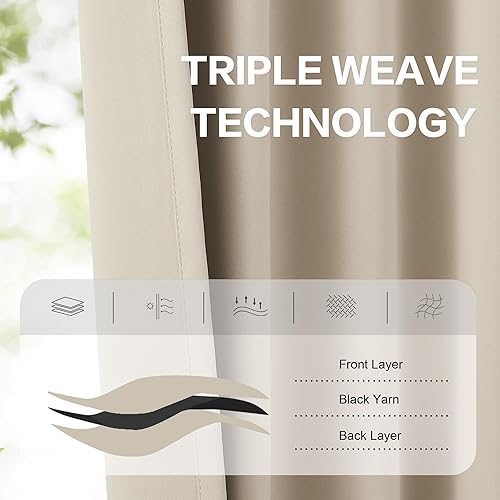 Miniatura 4 de DUALIFE - Cortinas para oscurecer habitación, cortinas de privacidad con aislamiento térmico, 2 paneles, rosado marrón claro, gris pardo, 52" de