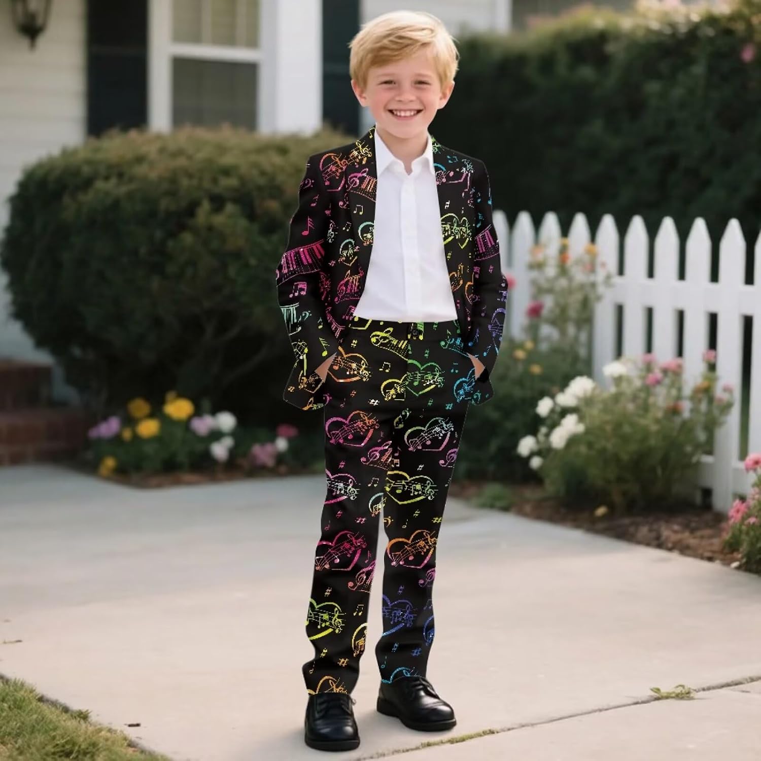 Boys Formal Suit Set, Breathable Button Down Blazer Jacket and Pant Comfy Slim Fit Tuxedo Suits Set Size 5-14 Years