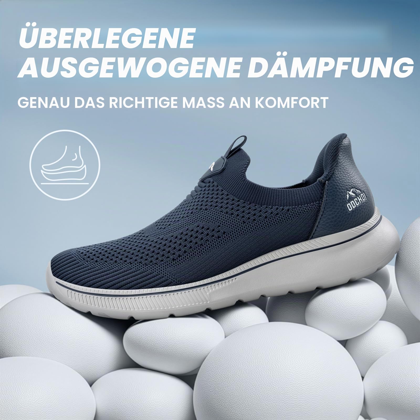 ODCKOI Slip On Sneaker Herren - Hands Free Slipper ohne Schnürsenkel - Atmungsaktive Freizeitschuhe für Gehen, Gym & Alltag - Bequeme Walkingschuhe Leicht & rutschfest