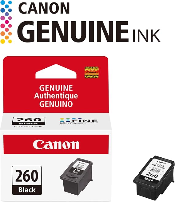 Canon PG-260 Genuine Black Ink Cartridge, Compatible with TS5320/6420/6420a,TR7020/7020a
