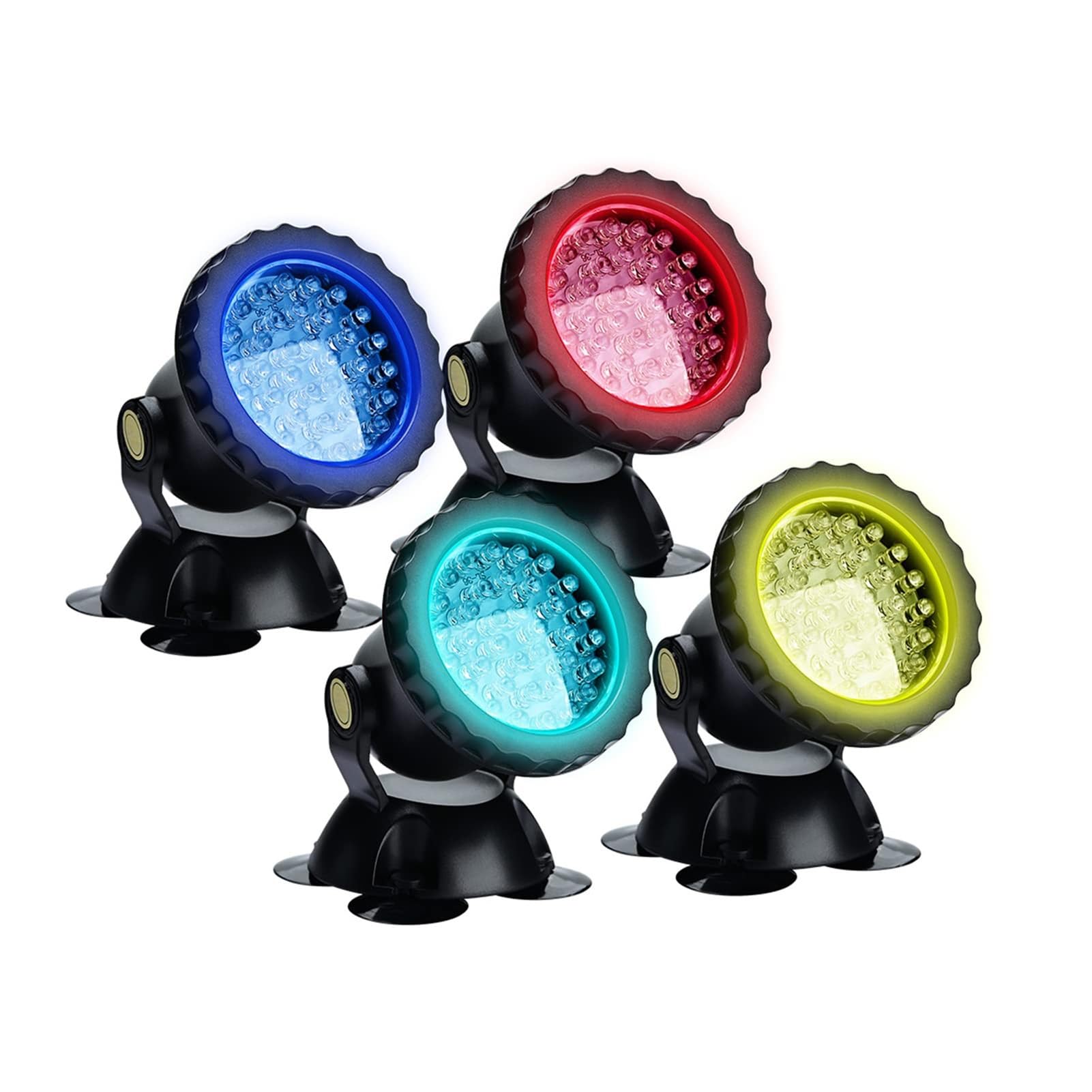 Luci per Acquario RGB Multicolore, Faretti Subacquei Impermeabili, con Telecomando per Piscina con Laghetto da Giardino, Presa UK (Set di 4 Luci)(Set of 4 Lights)