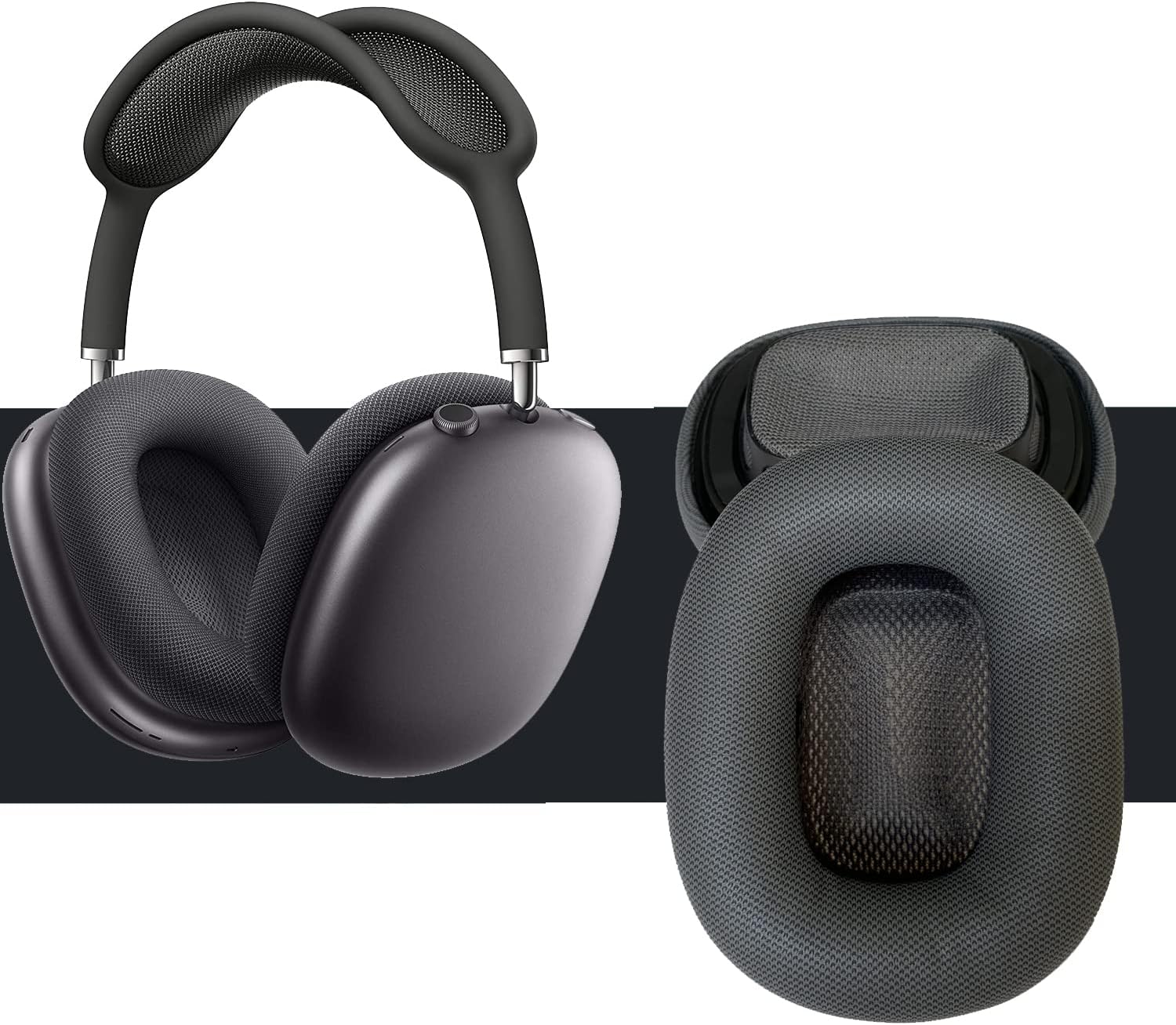 V-MOTA Ear Cushions for AirPods Max Headphones Leather Earpads Replacement Cushion Ear Cups Easy to Install with Magnet, Protein Leather and Memory Foam (Space Gray)