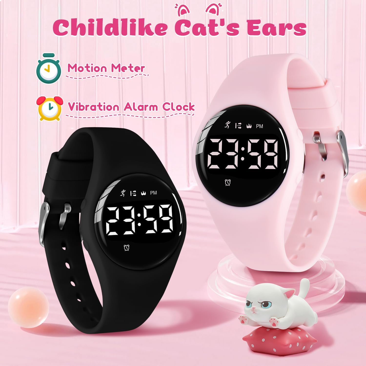 Kids Digital Watches for Girls Boys, Sports Watch with Fitness Tracker, Pedometer, Alarm Clocks, Stopwatch, No App Needed & Waterproof Kids Watch, Gift for Teens Girls Boys Ages 5-14