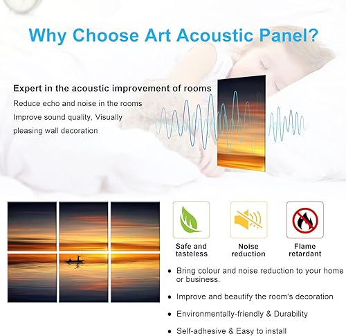 Miniatura 9 de JBER Art Acoustic Panels Decorative, 6 Pack Acoustic Panels Art for Wall Decoration with Self Adhesive, Suitable for Recording Studio, Home