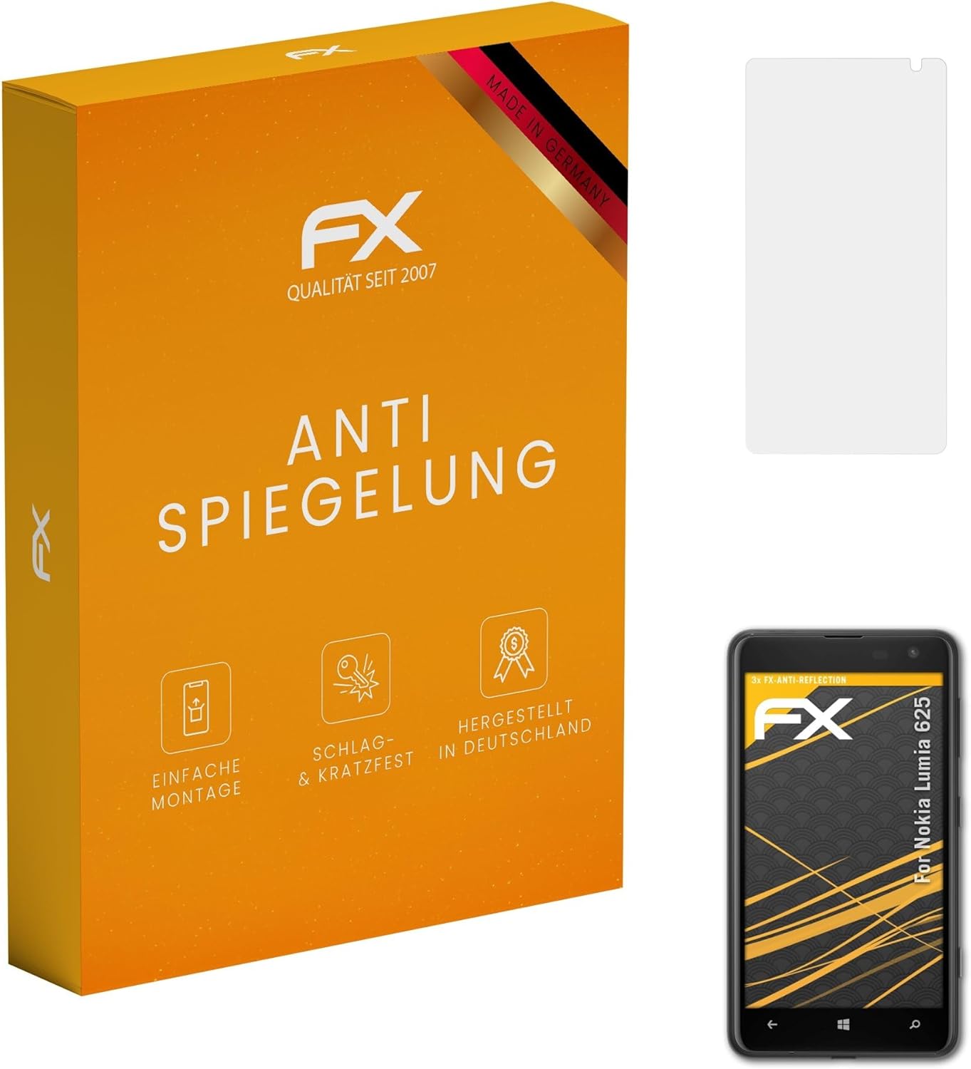 atFoliX Screen Protector compatible with Nokia Lumia 625 Screen Protection Film, anti-reflective and shock-absorbing FX Protector Film (3X)