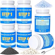 Large Rock Tumbler Grit Kit [10 Pounds], Polish Up to [70 lbs.] of Rocks, 4 Steps Polish Refill Media Kit with [Ceramic and Plastic Pellet Tumbling Media], Compatible with Any Rocks Tumbler