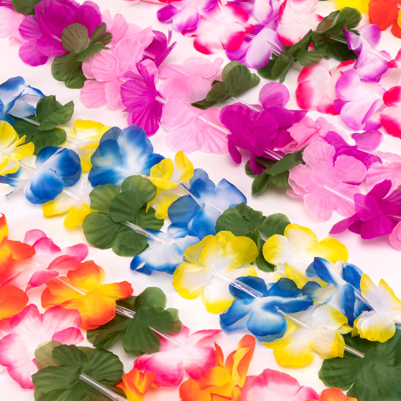 Moon Boat 60 Pieces Hawaiian Luau Leis - Tropical Tiki Hibiscus Flowers for Summer Pool Party Favors Supplies Decorations - 10 Styles — Amazon image 3