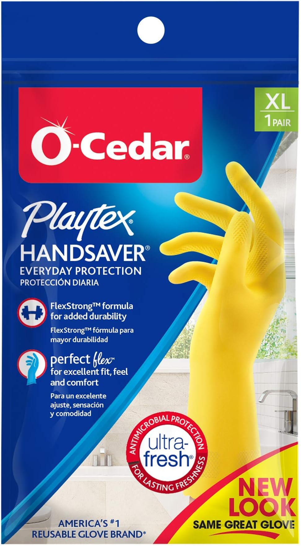 Playtex HandSaver Reuseable Rubber Cleaning Gloves (X-Large, 3 Pairs), Everyday Protection Reusable Household Gloves