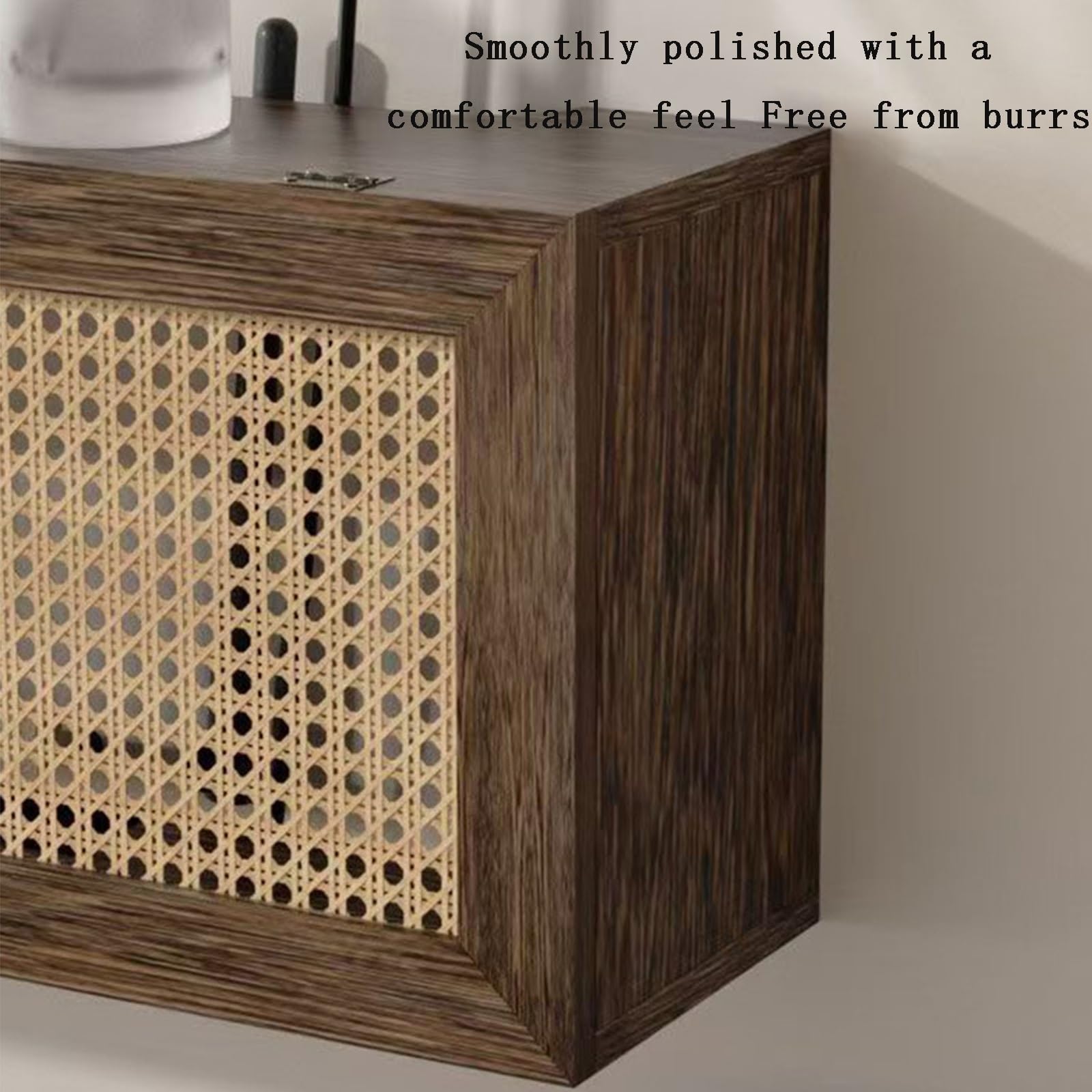 Rattan-WLAN-Router-Aufbewahrungsschrank for Kabelmodems Und Netzwerkgeräte – Hölzerne WLAN-Router-Box, Stilvolles Design Mit Belüftung Kabelmanagement