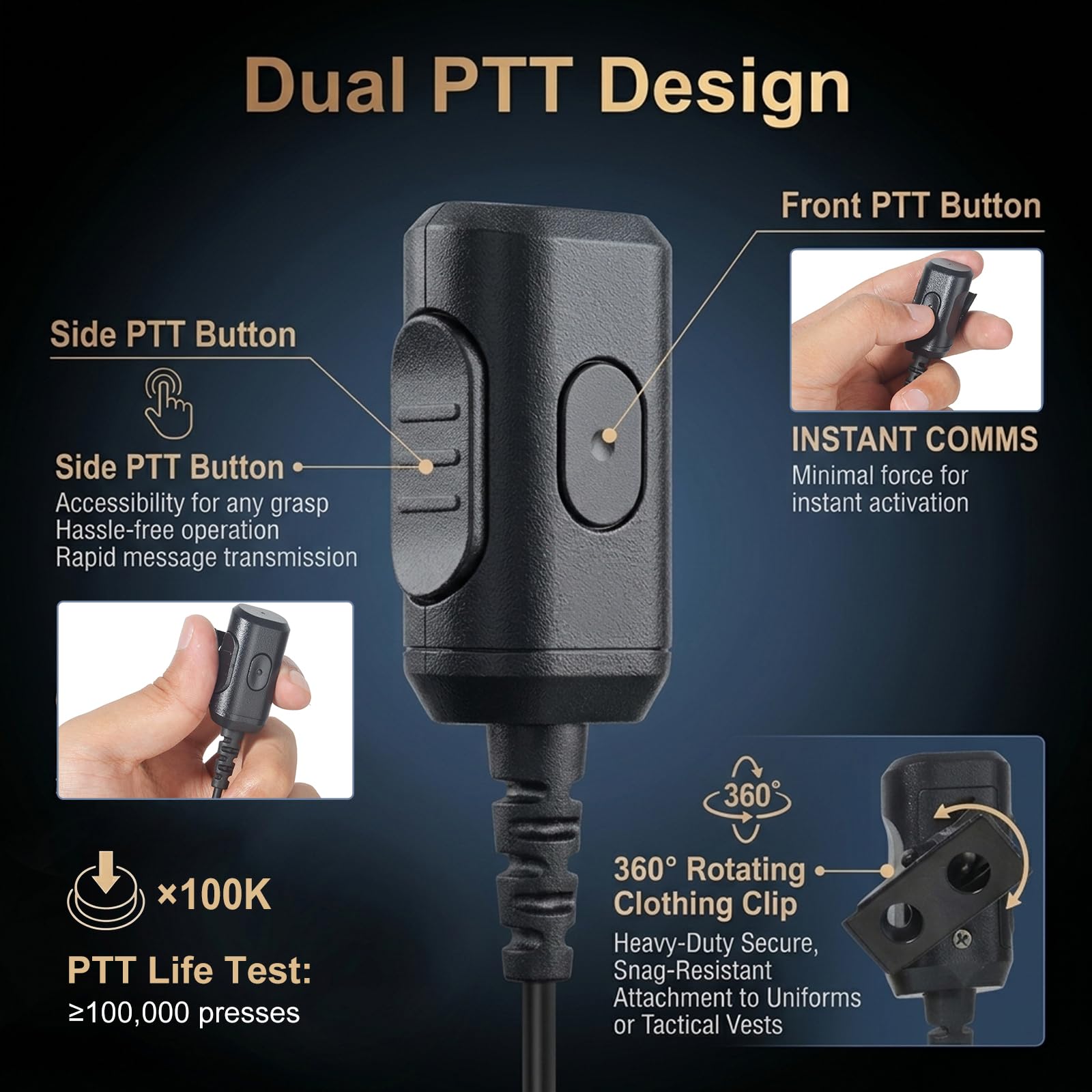 Walkie Talkie - Auricolare di sorveglianza per radio Motorola R7 MXP600 | Auricolare radio a tubo acustico con doppio design PTT
