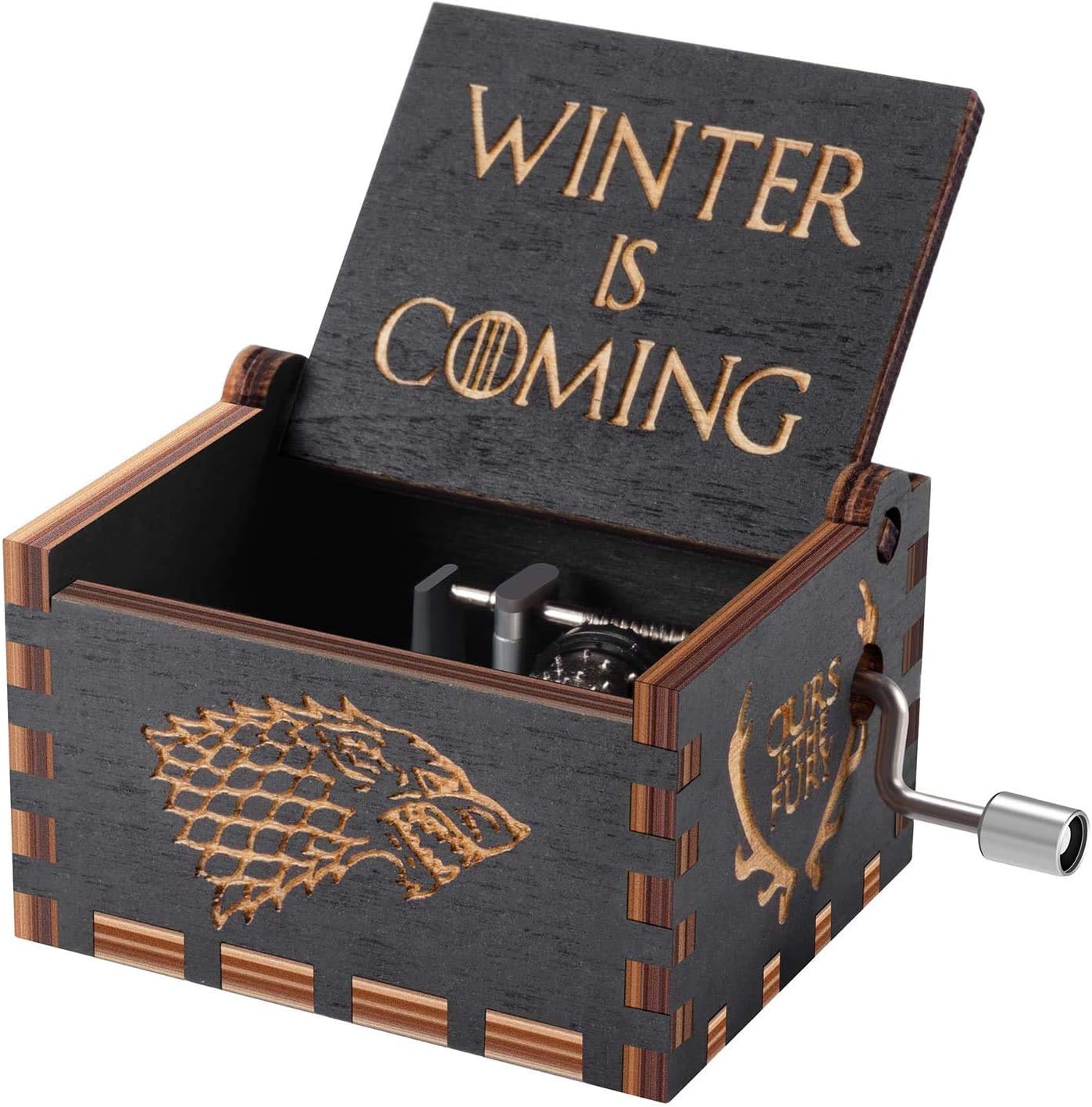 EITHEO Wooden Music Box Antique Carved Hand Crank GOT- Winter is Coming Theme Music Box