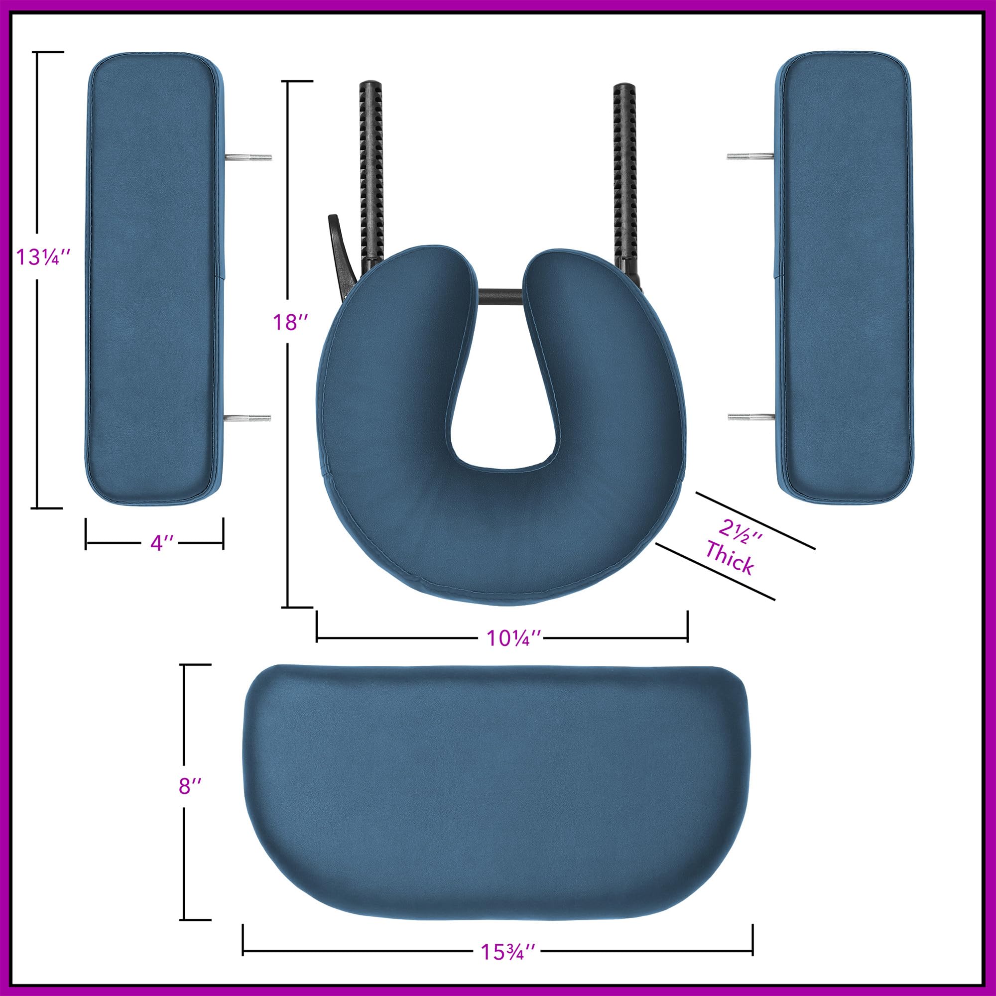 Saloniture Mesa de masaje profesional portátil ligera con patas de aluminio, incluye reposacabezas, soporte facial, reposabrazos y funda de transporte, color azul