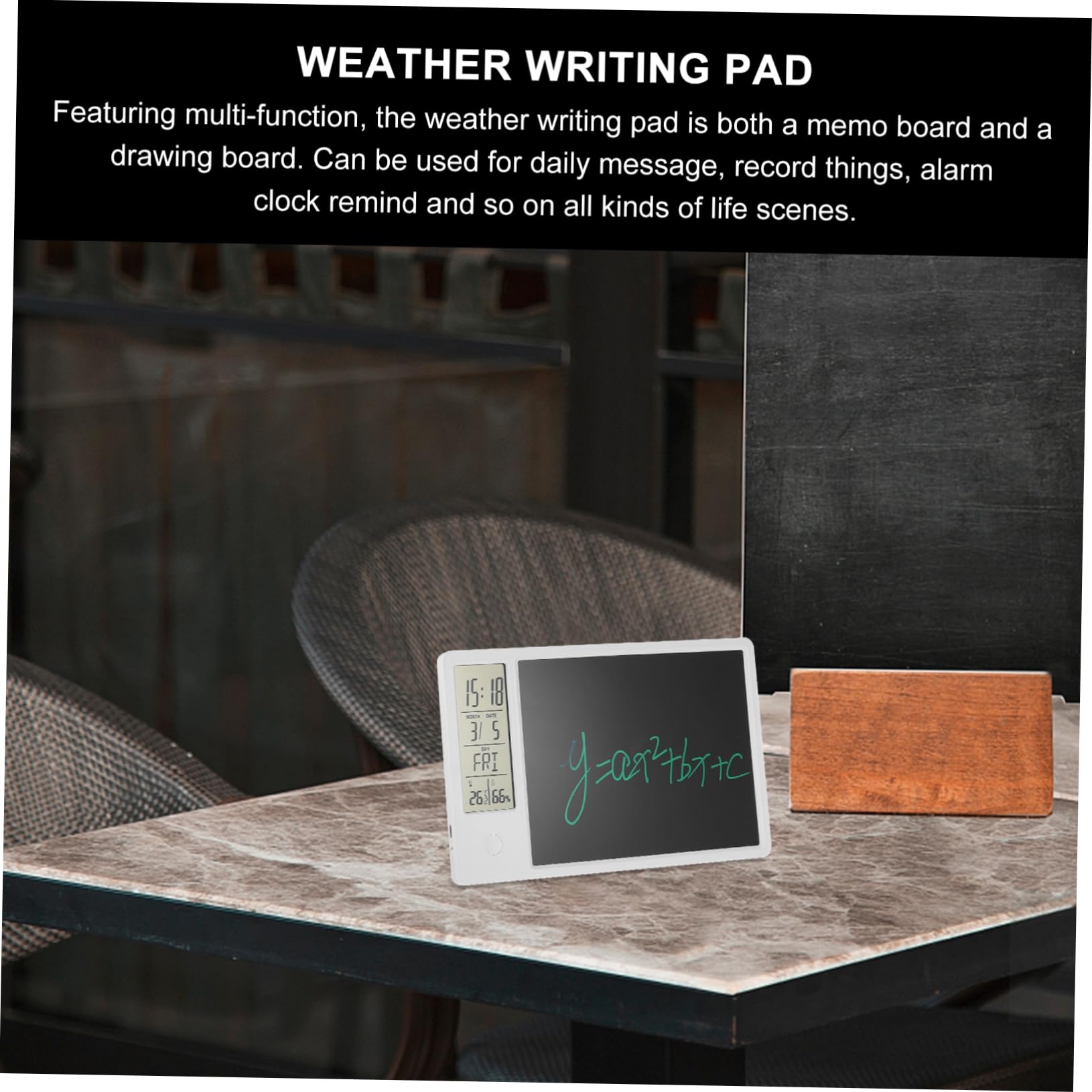 Cabilock Calendario Elettronico da Tavolo Lavagna Lcd 10 Pollici, Tavoletta per Scrittura Elettronica Visualizzazione Temperatura e Umidità, Blocco Note Meteo per Casa e Ufficio