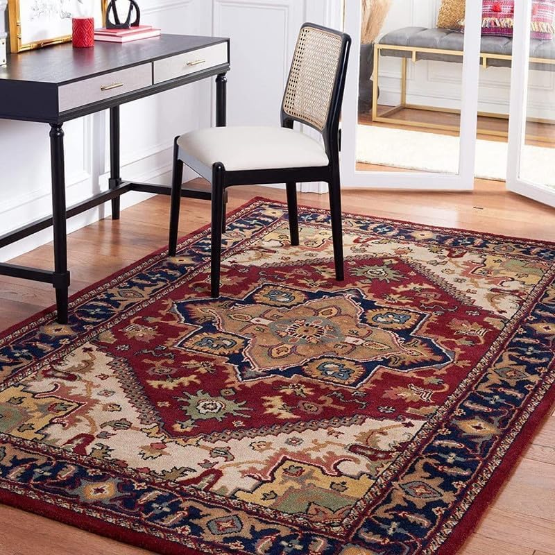 Oushak Area Rug – Vintage Turkish Style, Soft & Traditional Carpet for Living Room, Bedroom, or Elegant Home Décor(Maroon, 5' x 8')