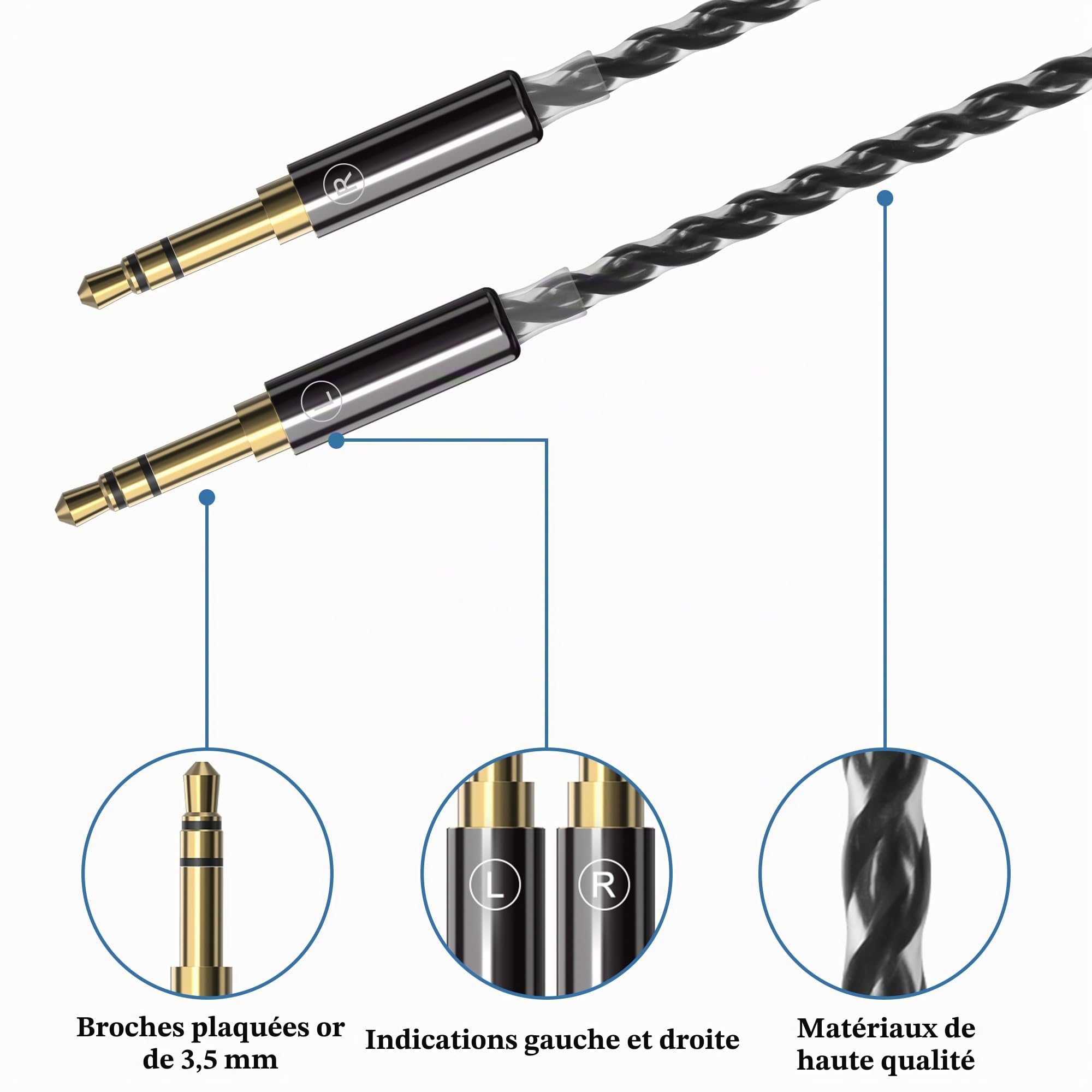 Câble audio amélioré Linkidea 6N pour casques HIFIMAN Edition XS, SUNDARA, Arya, HE400SE, Ananda et Denon AH-D7200, XLR 4 broches vers 2 fiches mâles 3,5 mm, 1,5 m