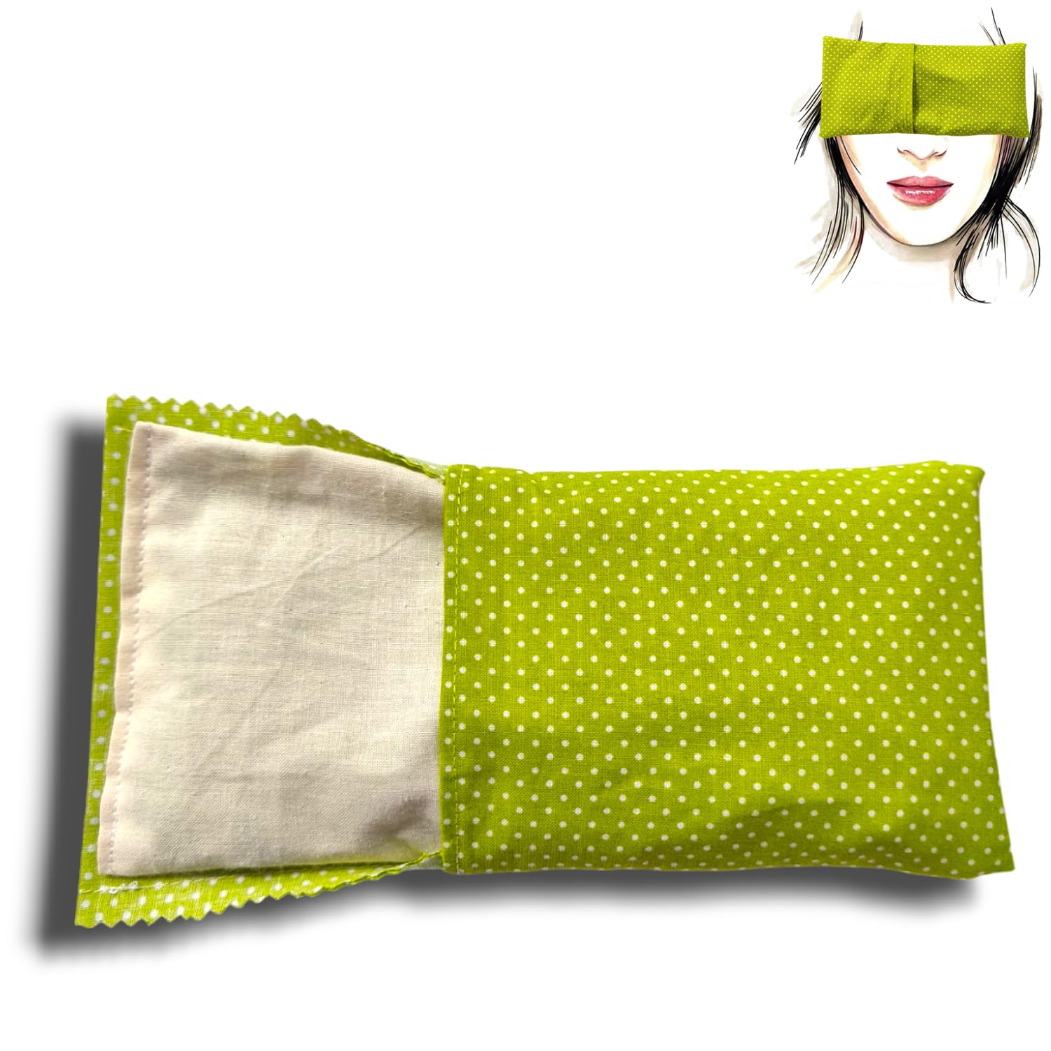 Cuscino per occhi "Verde" (1 ripieno e 1 federe lavabili) | Semi di lavanda e riso | Yoga, Meditazione, rilassamento, riposo oculare