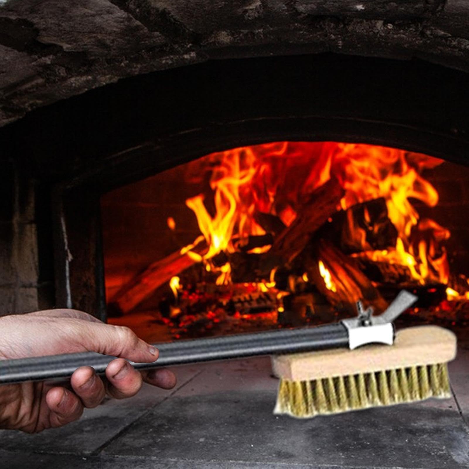 Cepillo de horno con raspador de piedra Raspador De Acero Inoxidable Con | Resistente Al Calor Y Altas Temperaturas Rascador inoxidable resistente al óxido para limp