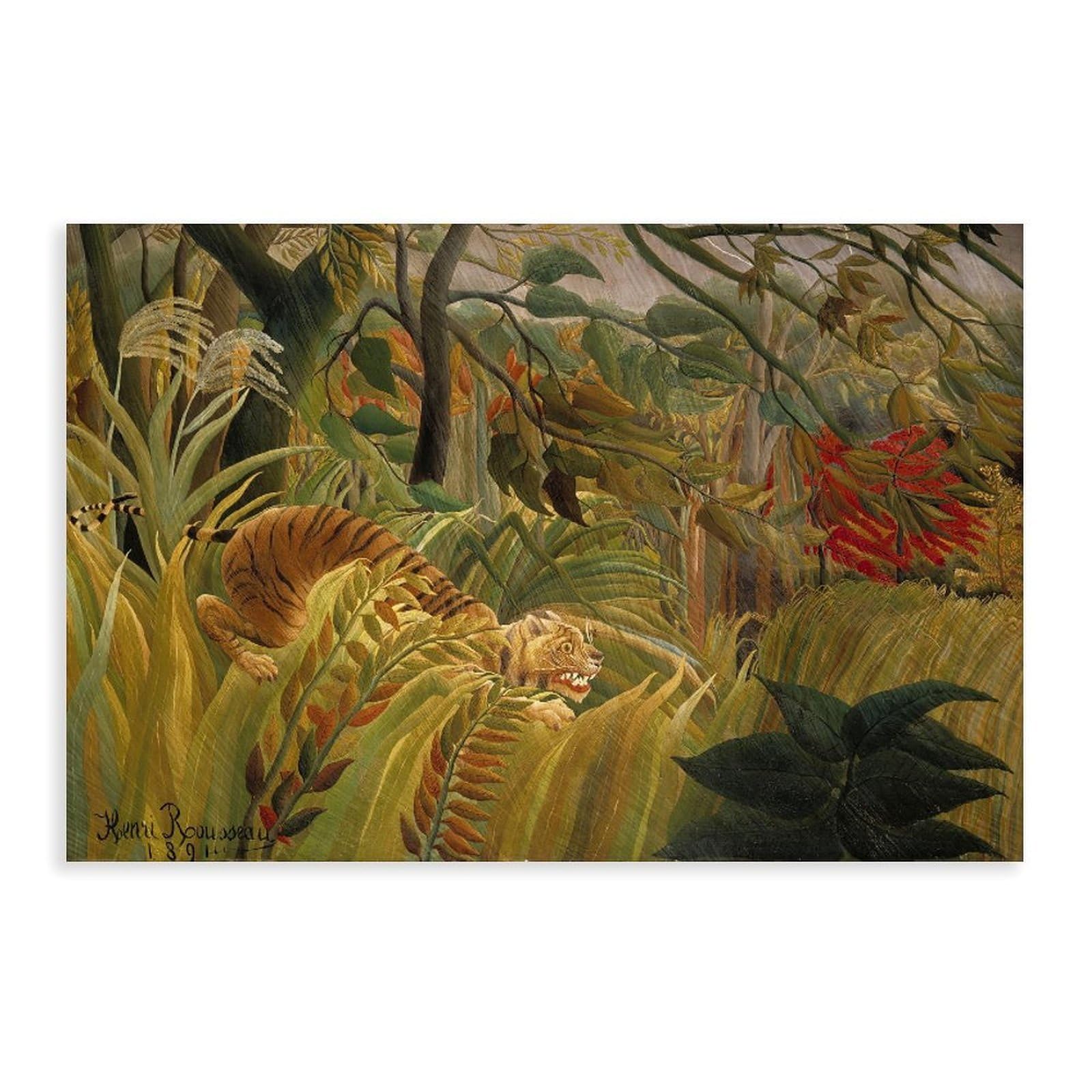 DFJyjFGJJ Tiger in A Tropical Storm by Henri Rousseau Poster Print for Teen Boys Room Wall Art Canvas Painting 20x30inch(50x75cm)