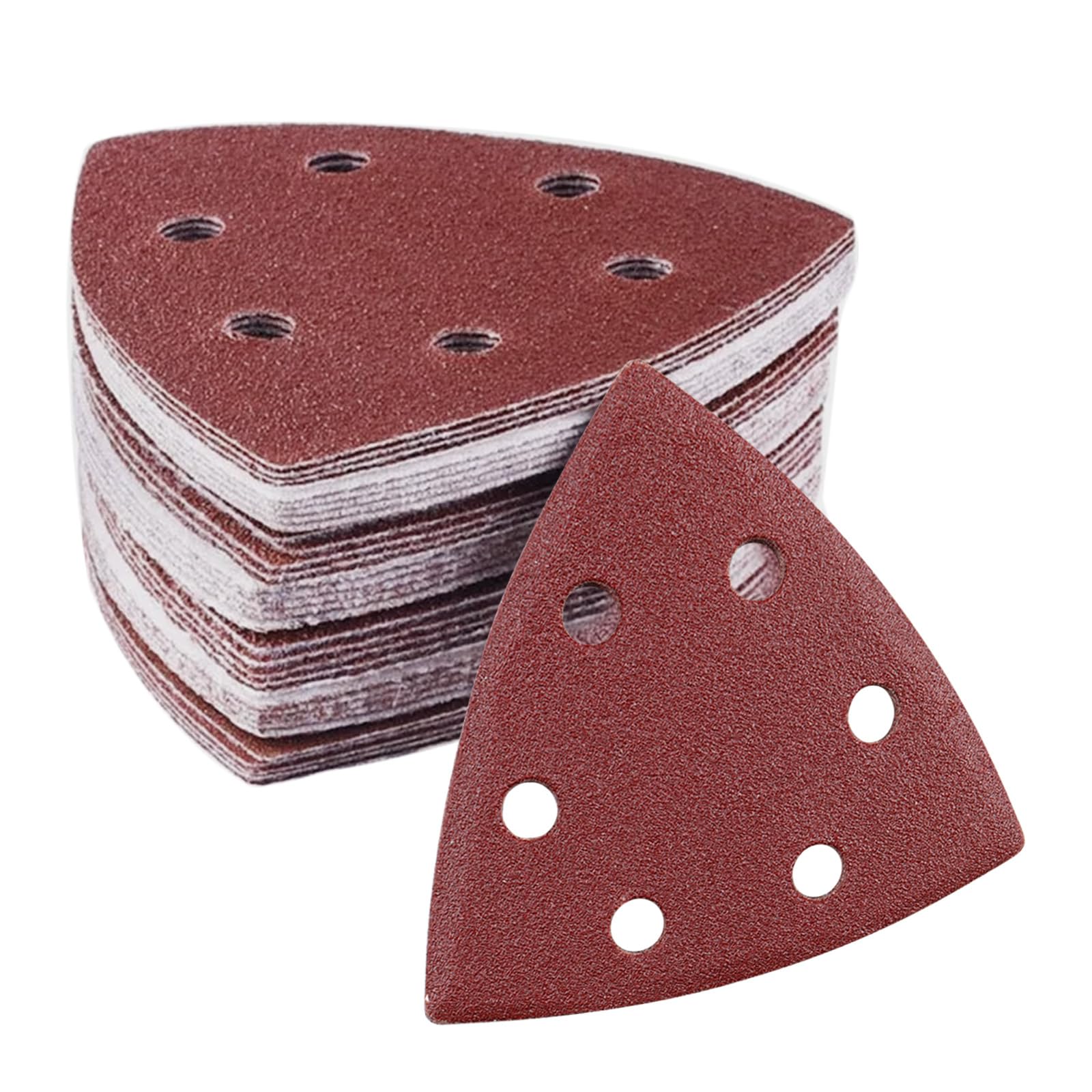Schleifpapier Dreieckschleifer, 60 Stück Delta Schleifpapier Klett 90x90x90mm Schleifdreiecke Schleifblätter 6 Loch, 40/60/80/120/180/240 je Korn x 10, für Deltaschleifer & Multischleifer
