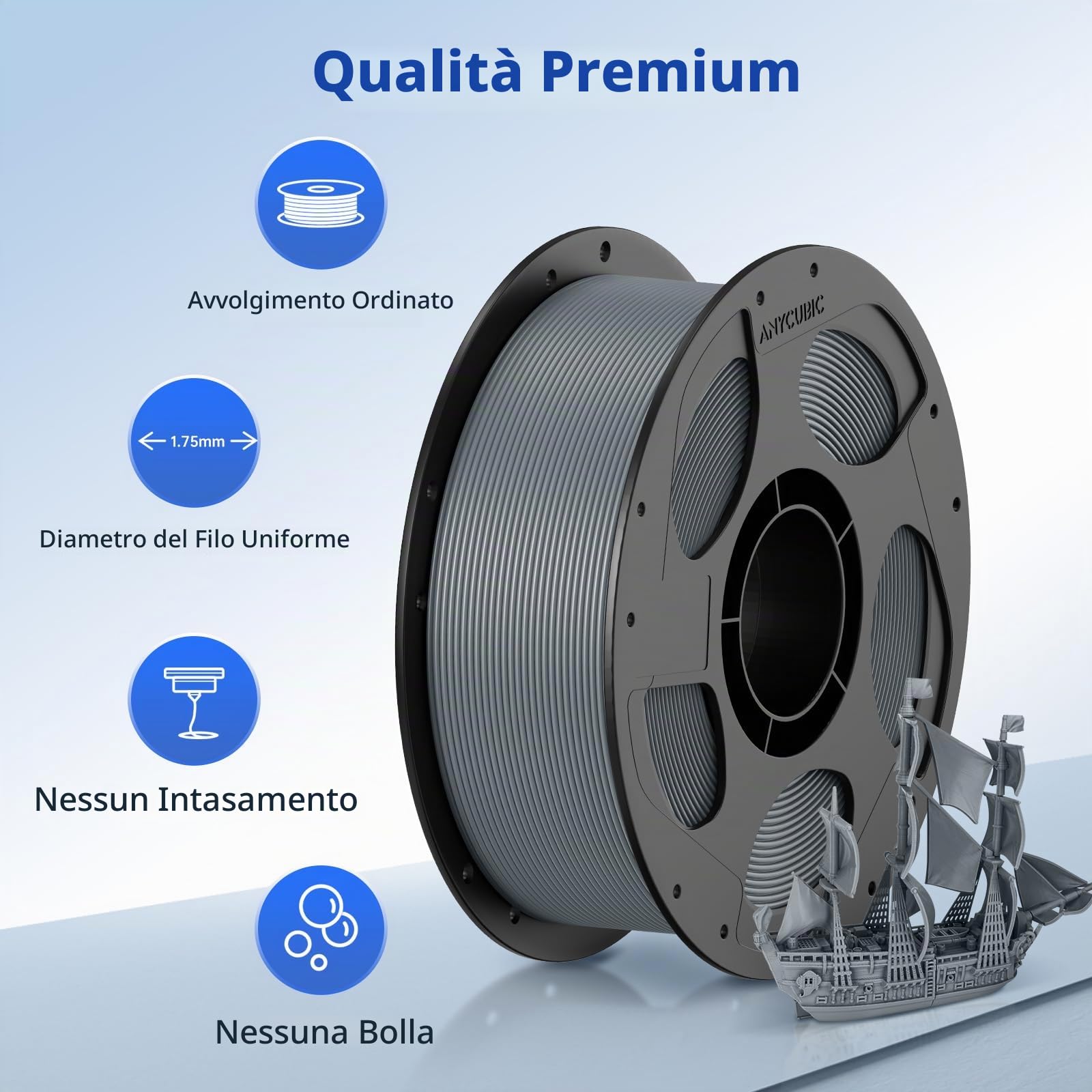 Anycubic Kobra X Multicolore Stampante 3D + PLA Filamento Grigio 4KG, Stampa a 4 Colori, Velocità Elevata di 600 mm/s, Fotocamera Integrata e Rilevamento Tramite AI