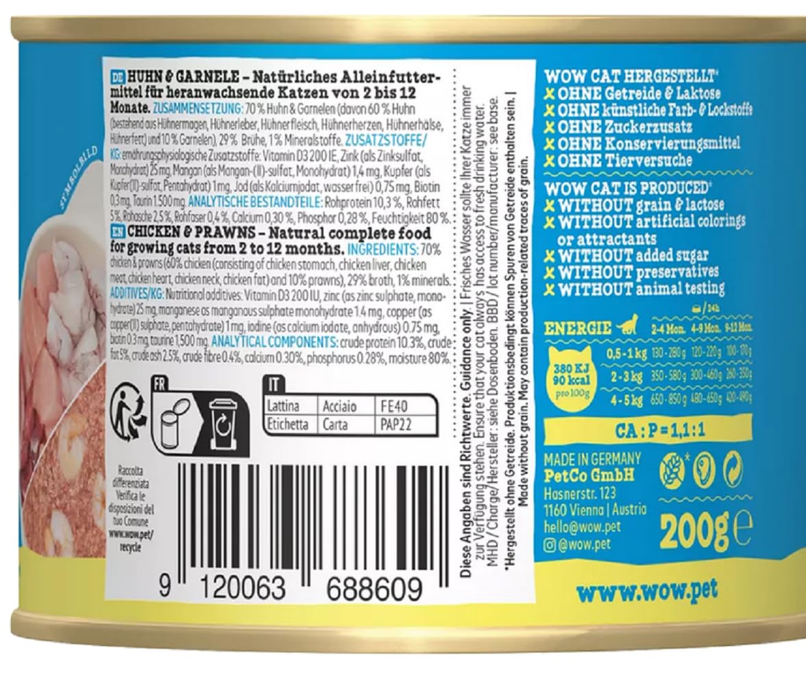 Wow Cat Junior Paté kurczak i krewetka 6 x 200 g