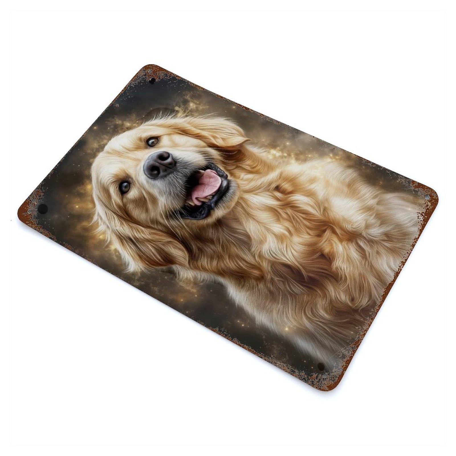 Golden Retriever Portrait Decorative Tin Sign 11.8"x7.9", for Bistro, Counter And Cafe Decor, Classic Wall Plaque