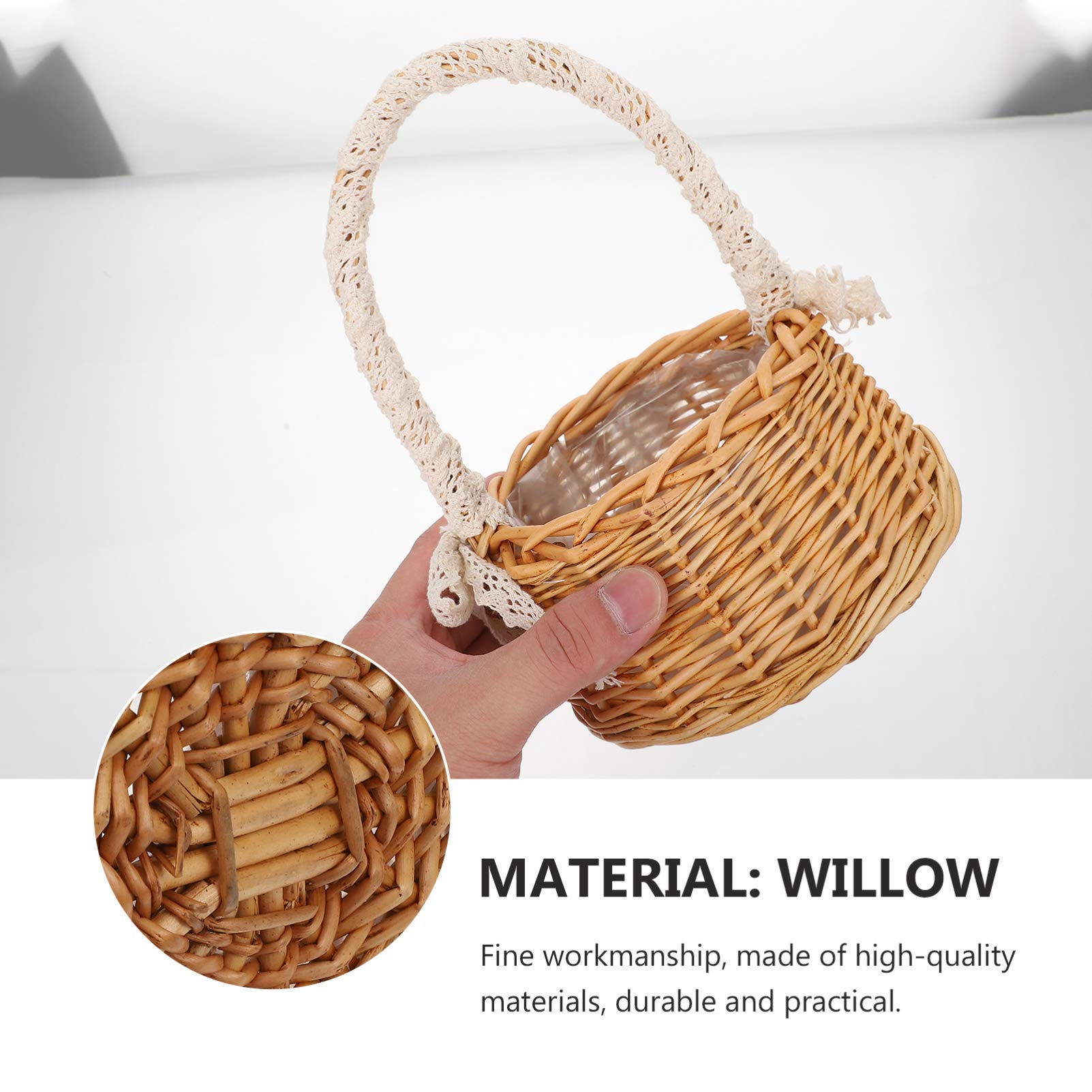 YARNOW 3pezzi Cesto Portabiancheria Vimini Intrecciato Cesto Decorativo Per Fiori Rattan Con Manico Per Balcone Giardino e Interni Stile Moderno e Resistente Per Decorazioni e Eventi