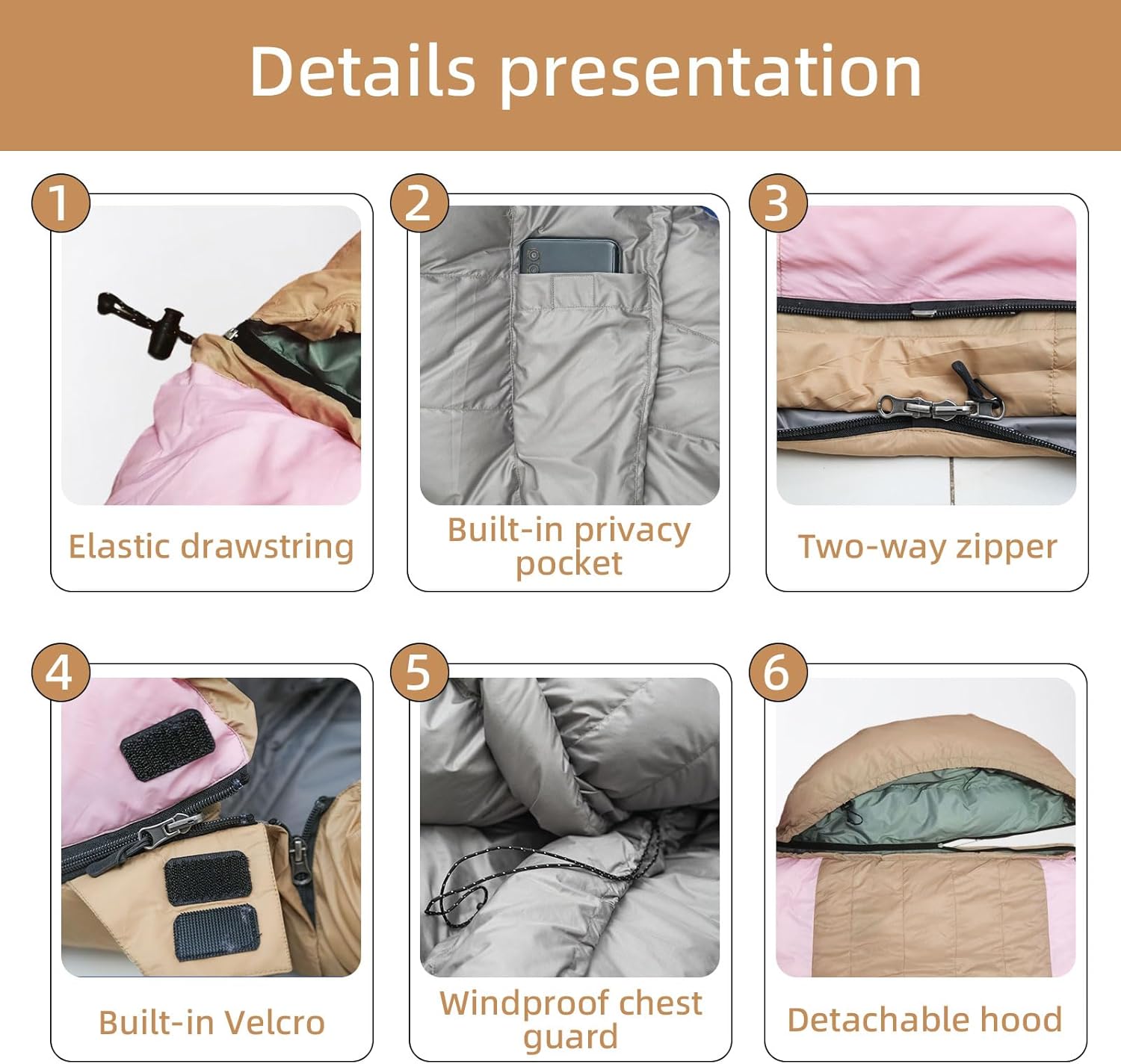 3-in-1 Down Sleeping Bag for Adults with Detachable Hood, 32°F 45°F Rectangular Lightweight Down Blanket Sleeping Bag for Camping Hiking and Backpacking Outdoor and Indoor 4 Season