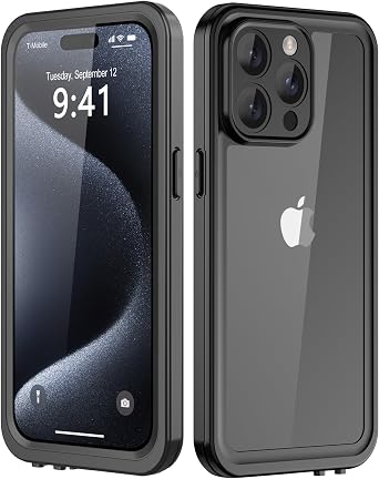 for 15 Pro Max Waterproof Case,Waterproof Shockproof IP68 Full-Body Sturdy Case Built-in Screen Protector, Durable Underwater for Full Sealed 15 Pro Max Cover Clear