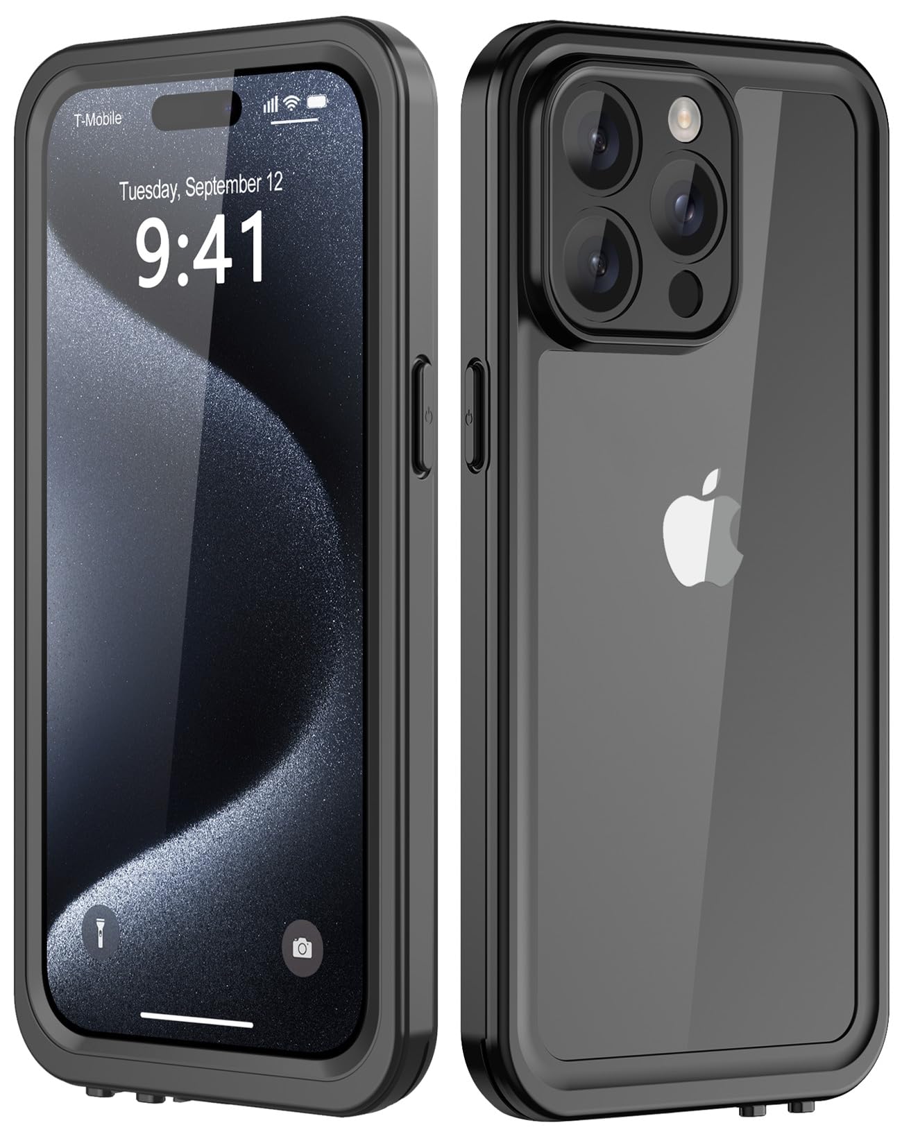 Funda impermeable para 15 Pro Max, resistente al agua a prueba de golpes IP68 de cuerpo completo, protector de pantalla integrado, duradero bajo el agua para 15 Pro Max cubierta