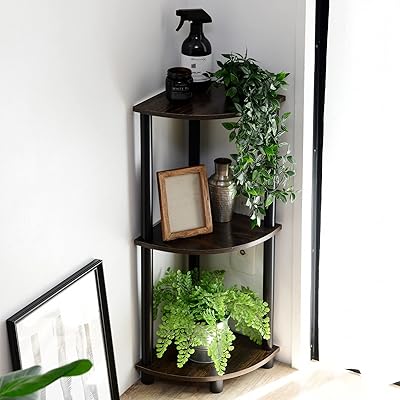 山善(YAMAZEN) ラック 棚 (スリム) A4対応 【組立かんたん】 3段コーナー 幅27×奥行27×高さ76cm ダークブラウン NSR-3C(DBR4 …