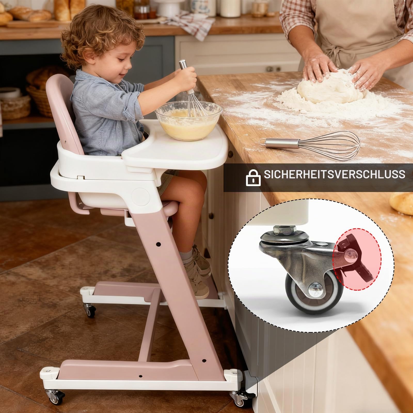 Räder kompatibel mit Hochstuhl, Rollen Räder passend für Stokke Tripp Trapp Hochstuhl mit Sicherheitsverriegelungen Leichtgängige und Leise Hartbodenrollen für Jeden Boden