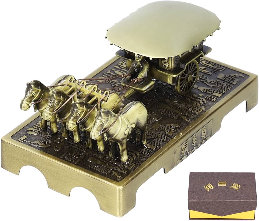 Amazon.co.jp: 兵馬俑の馬と戦車の彫像、ヴィンテージ西安観光土産