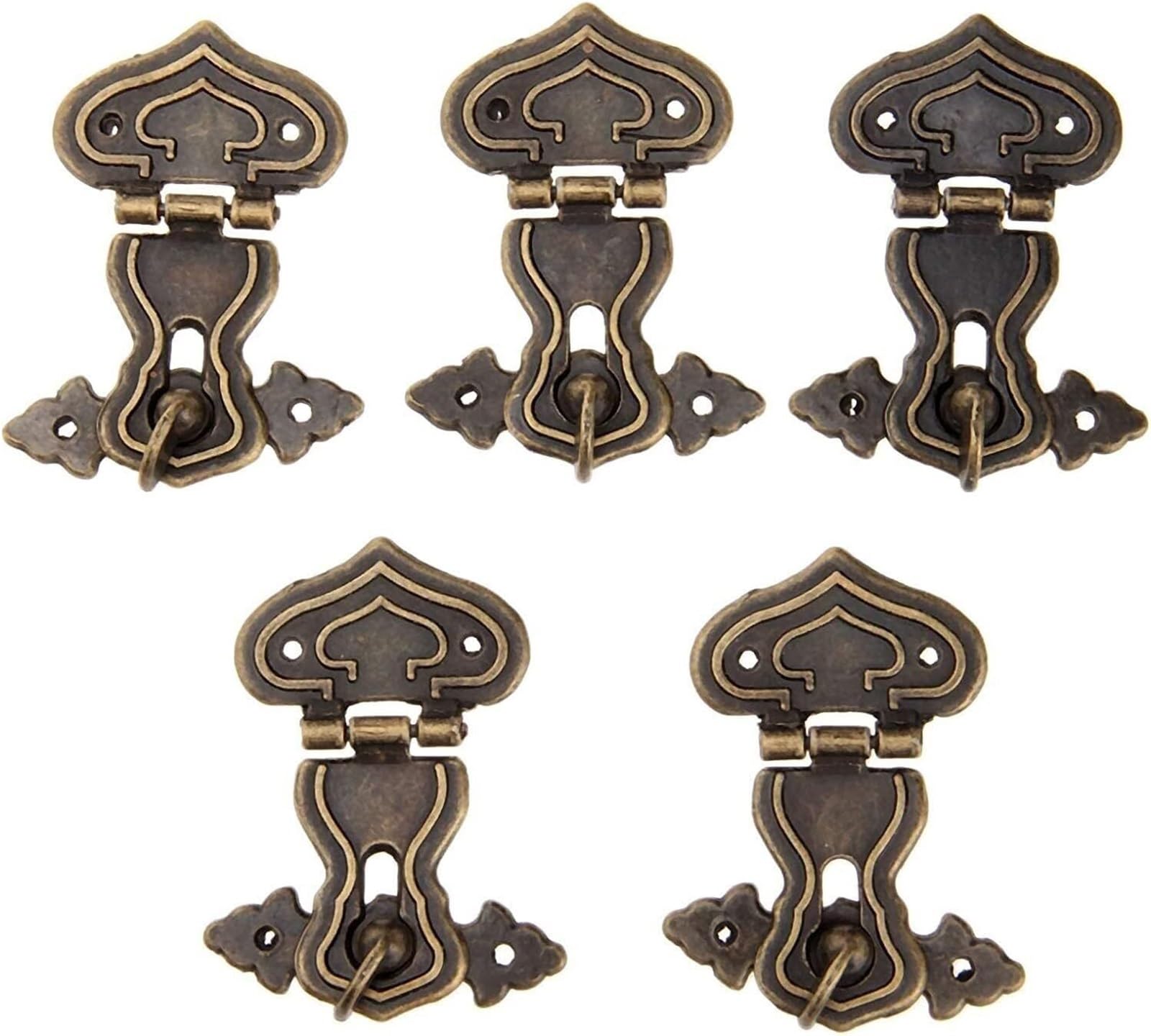 Chiusura a scatto for scatola antica, Gancio di chiusura antico, Chiusura a scatto con fibbia a gancio retrò anticata, 5x Scatola regalo for gioielli decorativi in ​​stile retrò in ottone e legno Chiu