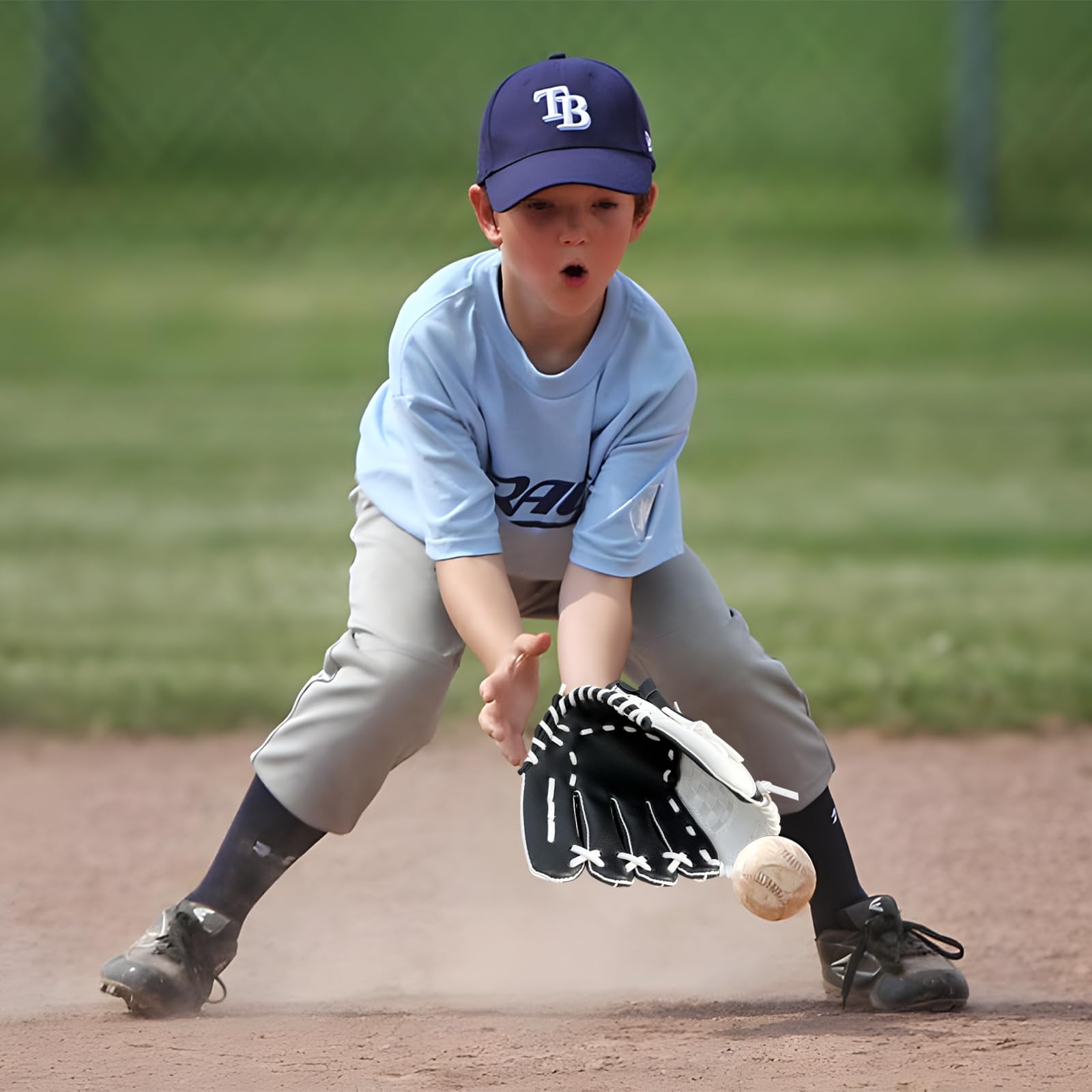 Guante de béisbol, guante de béisbol y sóftbol con pelota para niños, jóvenes y adultos, entrenamiento y principiantes, lanzamiento de mano derecha, guante de mano izquierda