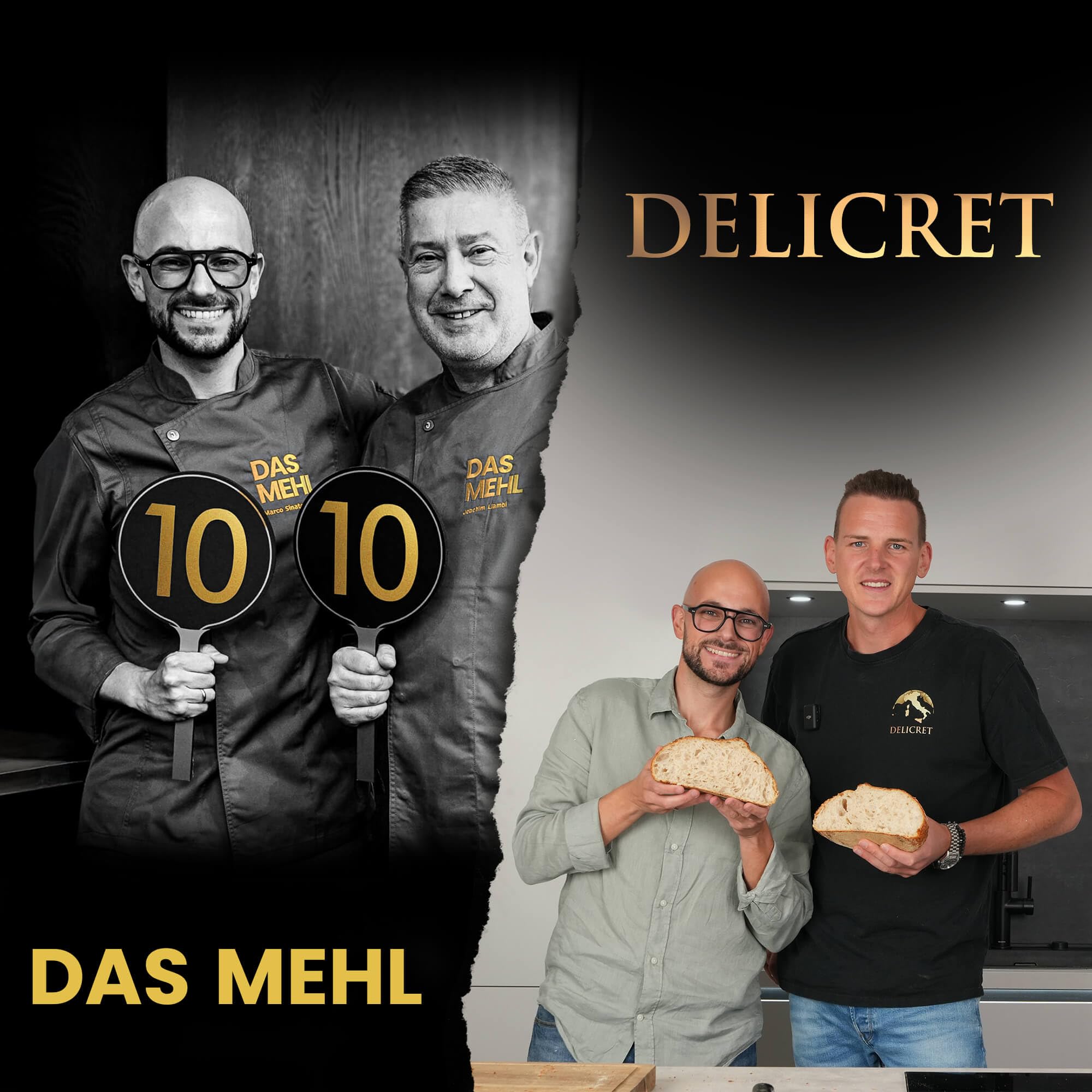 DAS MEHL Glutenfrei – 4×1 kg pizzamehl glutenfrei für Pizza, Pasta & Brot | gelingsicher wie Weizenmehl | ohne Gluten, Enzyme & Zusätze | inkl. DELICRET Rezept-Guide