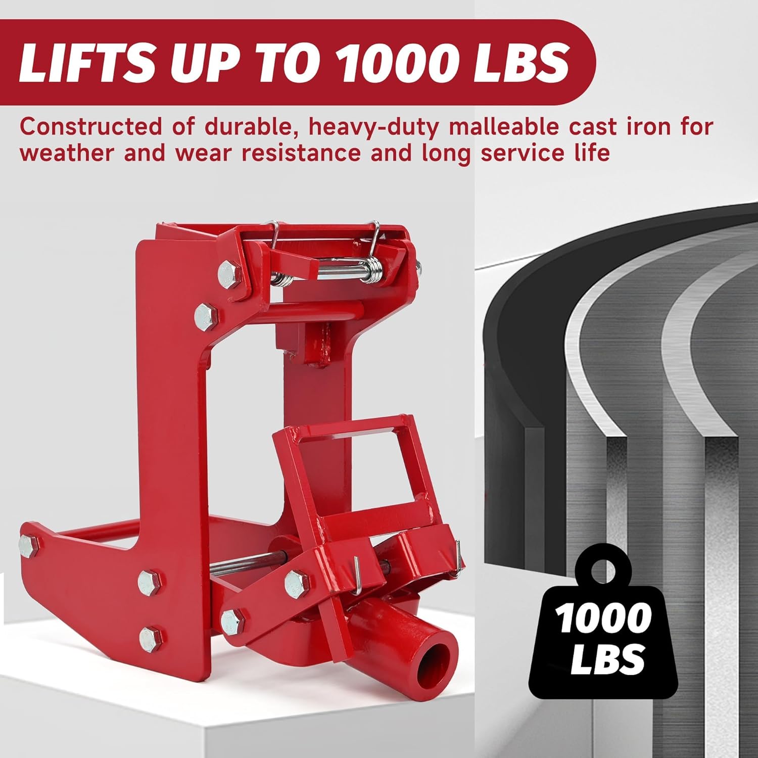 Nisorpa Portable Wall Jacks for Framing, Malleable Casting Iron Wall Jack, fit for 1-1/2 × 3-1/2 in Wood Pole and 1 in OD Steel Pipe, 1000 LBS Capacity Heavy-Duty Wall Jack for Lifting Wall Beams