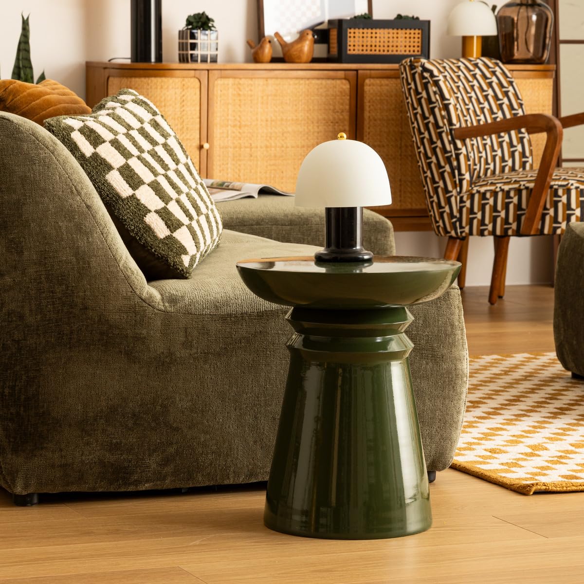 Atmosphera - Tavolino ausiliario Jaya Totem Metallo Verde D38 cm