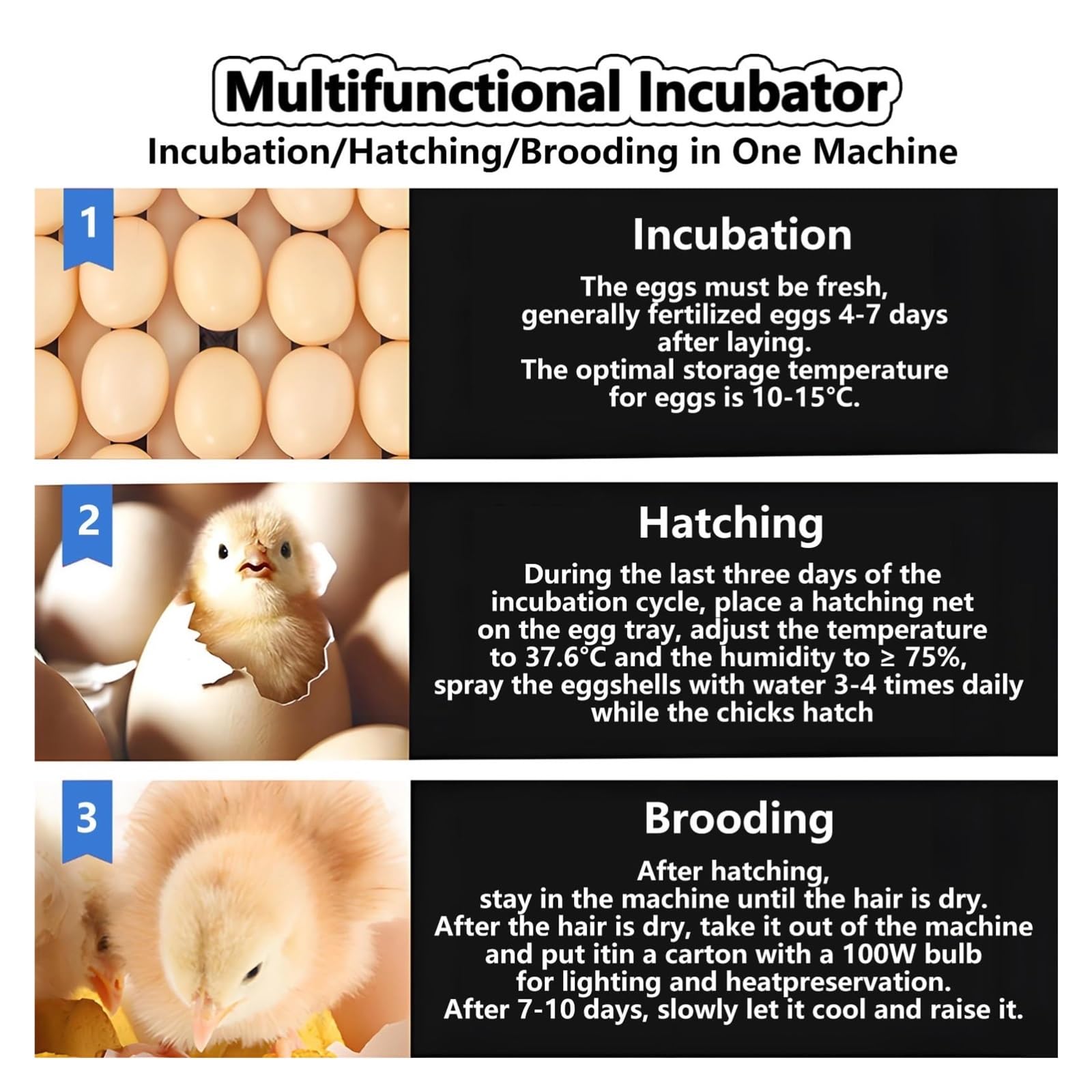 Incubatrice for uova con display dell'umidità, incubatrice automatica for uova, incubatrice automatica for la cova, allevatrice domestica intelligente for letti ad acqua for polli, inc.(272eggs)