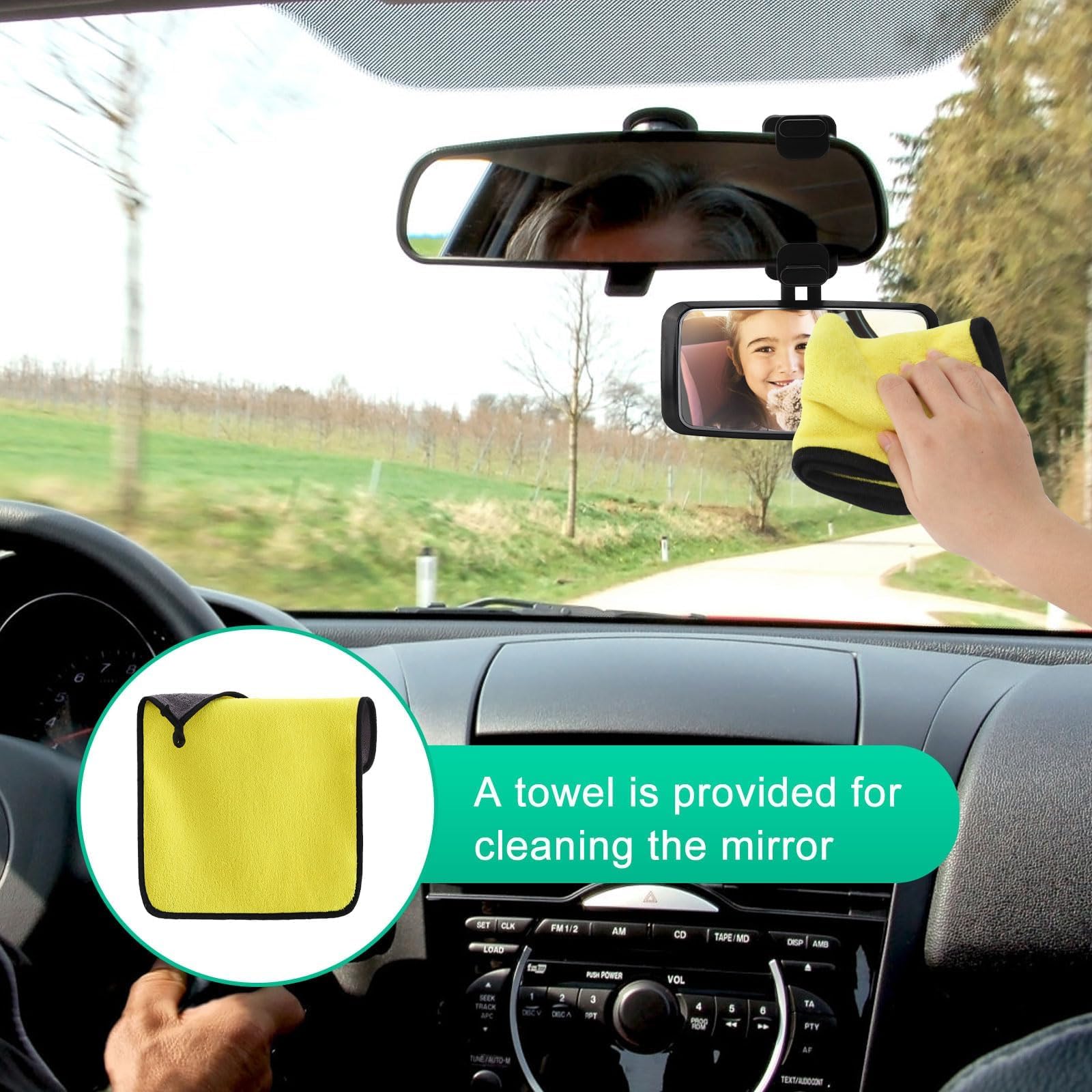 360° Espejo Coche Bebe Asiento Trasero, Vista Nítida Espejo Bebe Coche