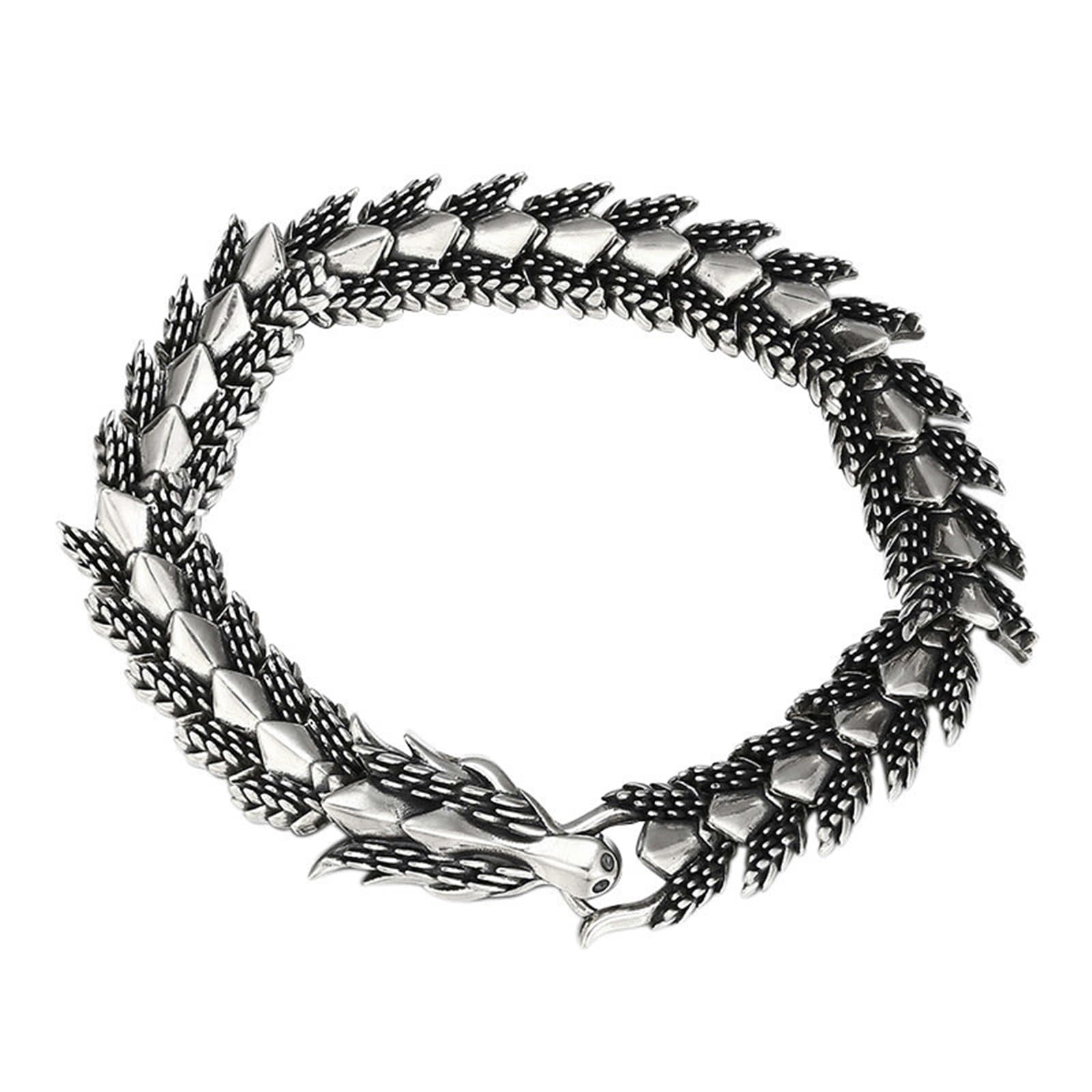 Herren Armbänder Echter 925er Silber Drachen Knochen Form