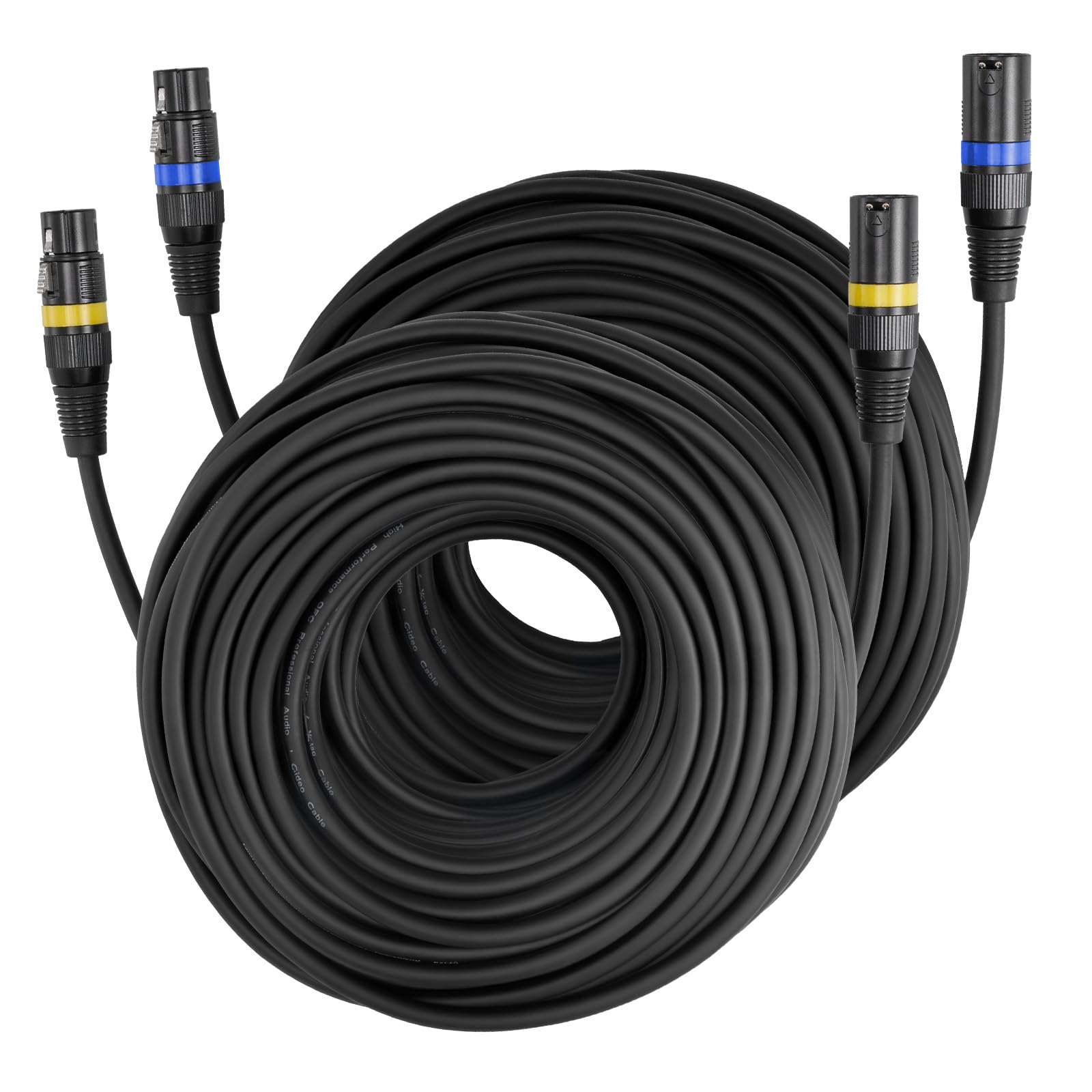 VEVOR XLR Cable 100 ft, 2 Pack, Shielded Balanced DMX Male to Female Microphone Cables, Gold-Plated 3-Pin XLR Mic Speaker Cord Wires, for Stage Lighting, Microphones, Amplifier, Mixer, Speaker Systems