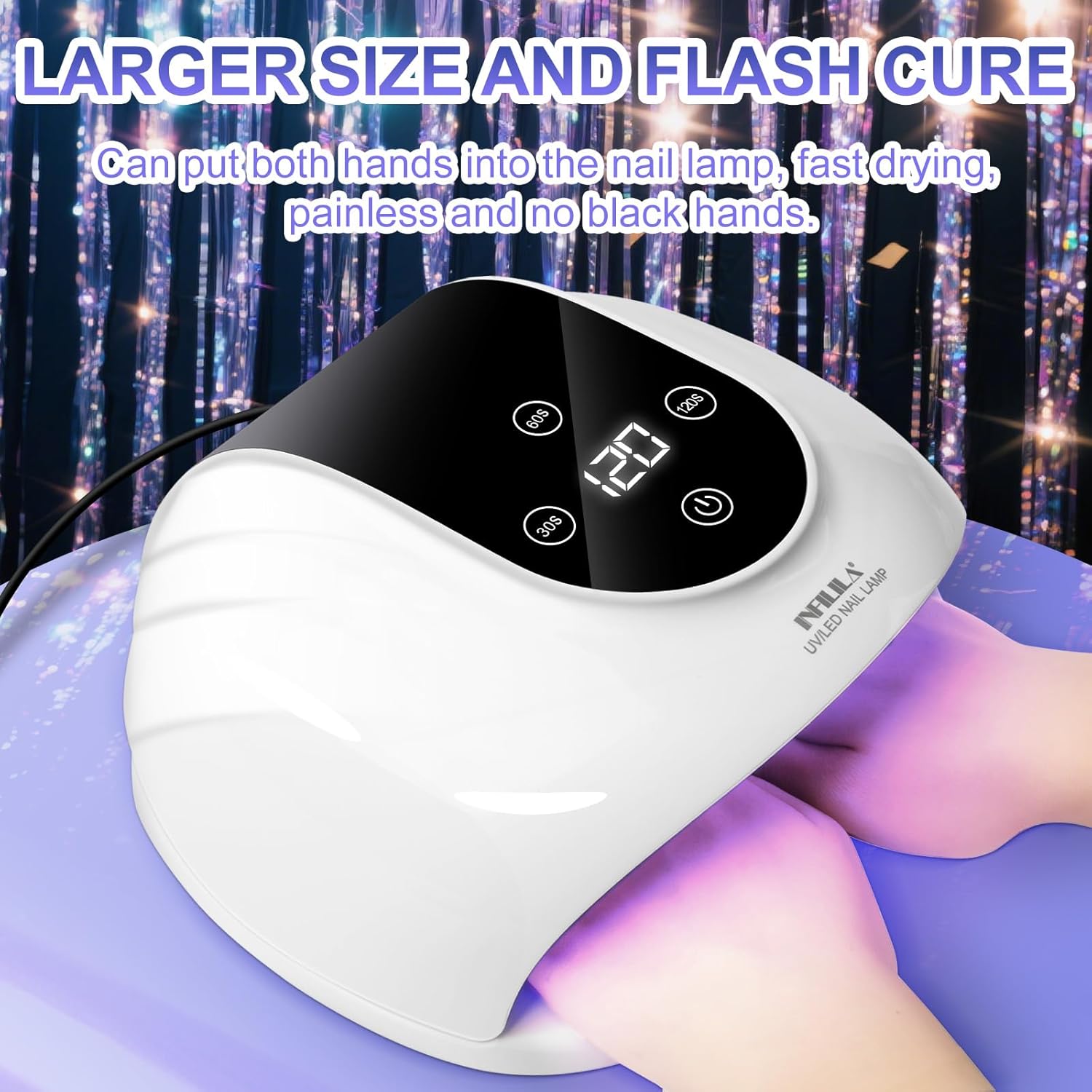 NXJ INFILILA 268W Gel Nail UV Light, Faster UV Light for Gel Nails, Professional Flash Cure Nail Dryer with 66Pcs Lamp Beads for Hands & Feet, Professional Quick Dry for Salon & Home