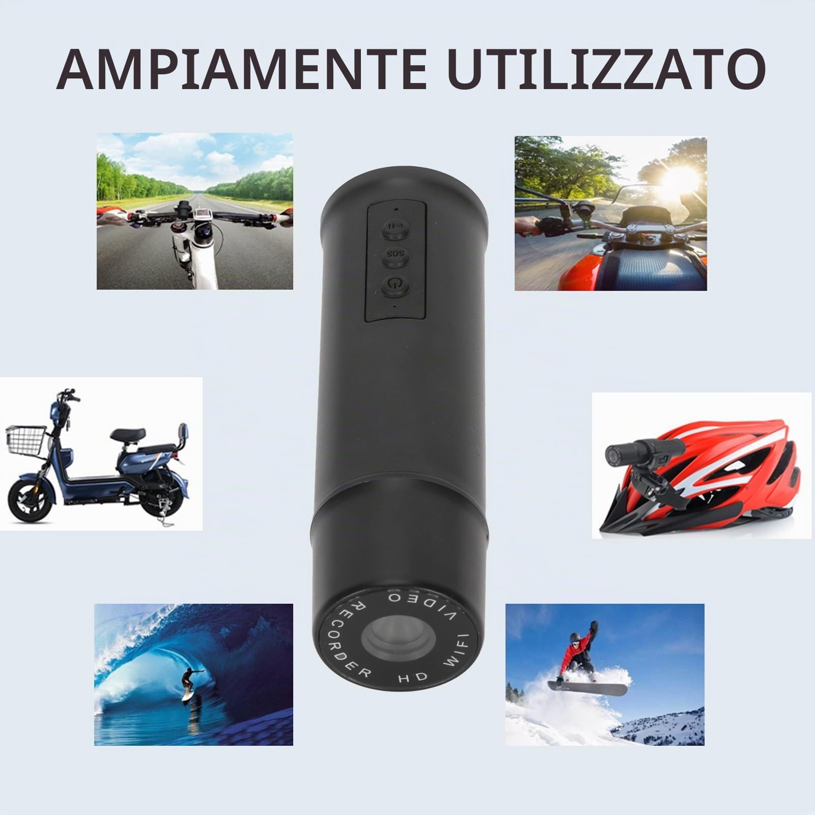 Telecamera per Casco Moto da Bici 1080p Sport per Bicicletta Mini Action Adventure Dash Cam Accessori per Casco Moto, Grandangolo 120°, Connessione WiFi
