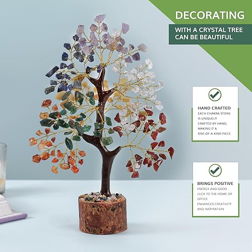Miniatura 5 de NARIBABU Árbol de los siete chakras, árbol de la vida de cristal, decoración de Feng Shui, piedras de chakra, cristales curativos para la buena